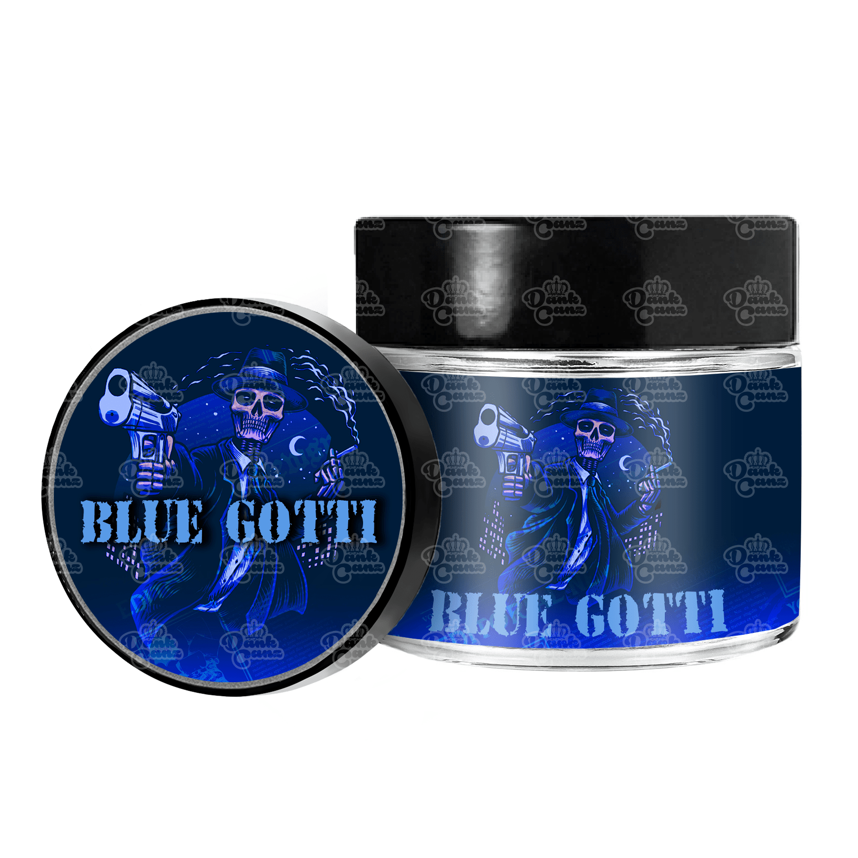 Blue Gotti 3.5g/60ml Glass Jars - Labelled - DC Packaging Custom Cannabis Packaging
