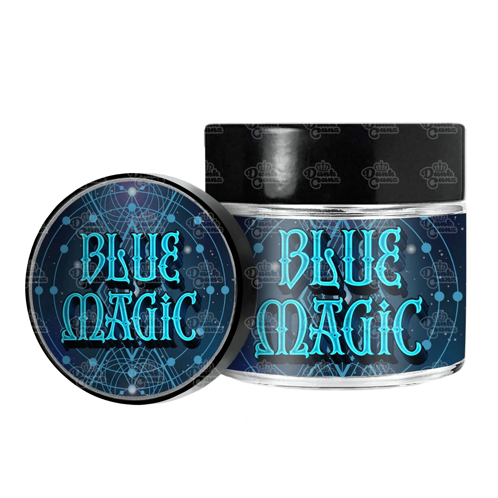 Blue Magic 3.5g/60ml Glass Jars - Labelled - DC Packaging Custom Cannabis Packaging