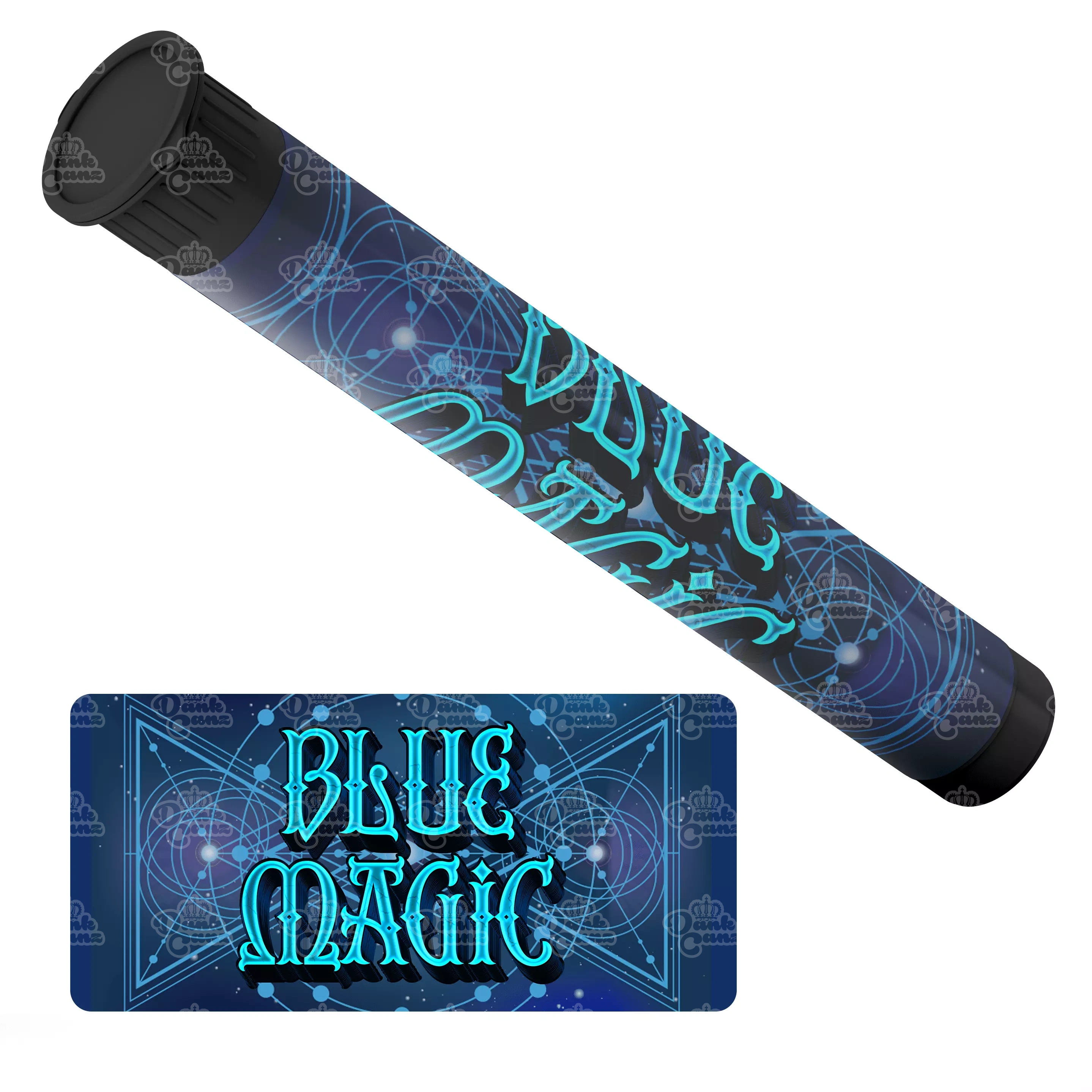 Blue Magic Pre Roll Tubes - Labelled - DC Packaging Custom Cannabis Packaging