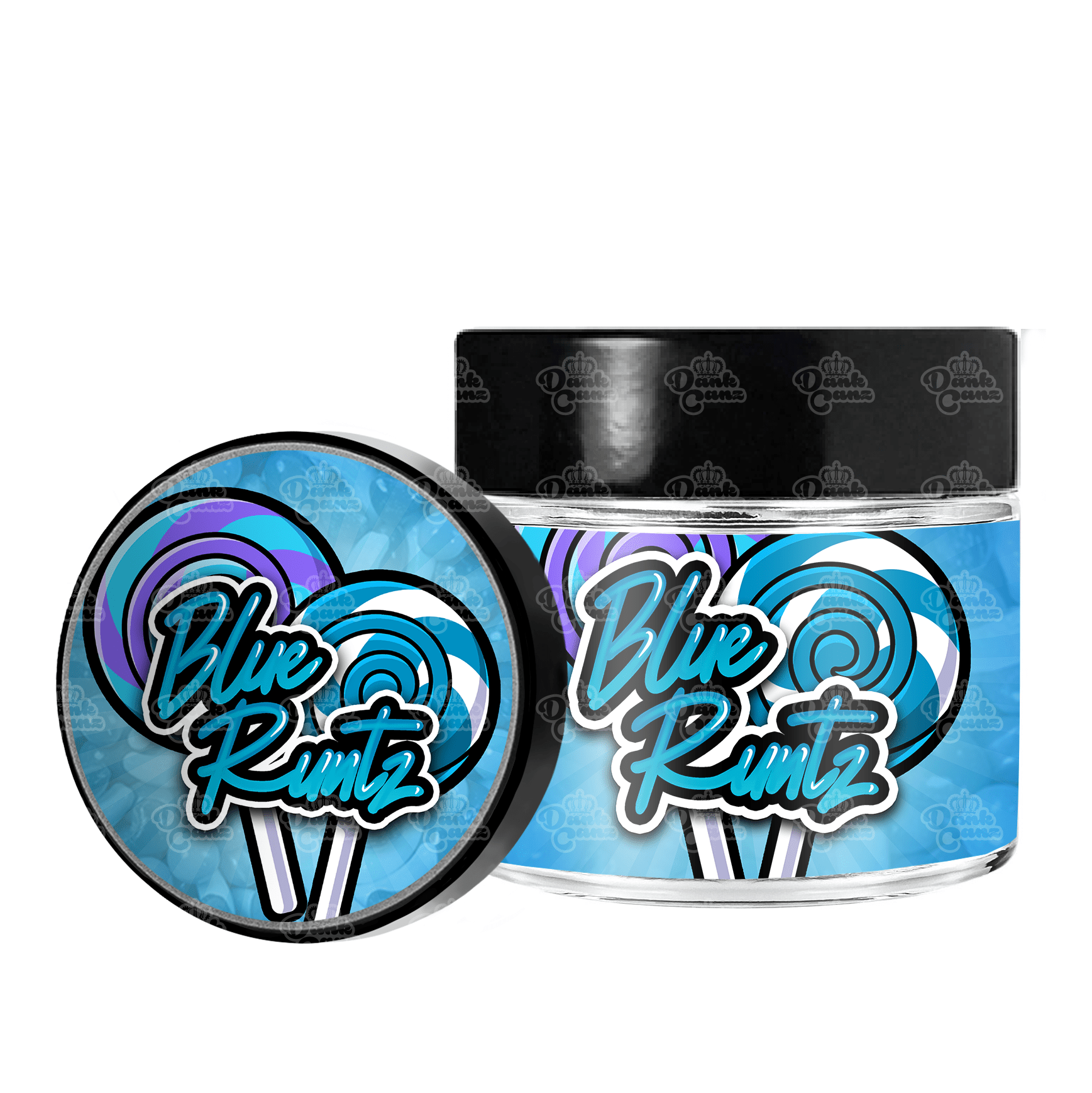 Blue Runtz 3.5g/60ml Glass Jars - Labelled - DC Packaging Custom Cannabis Packaging