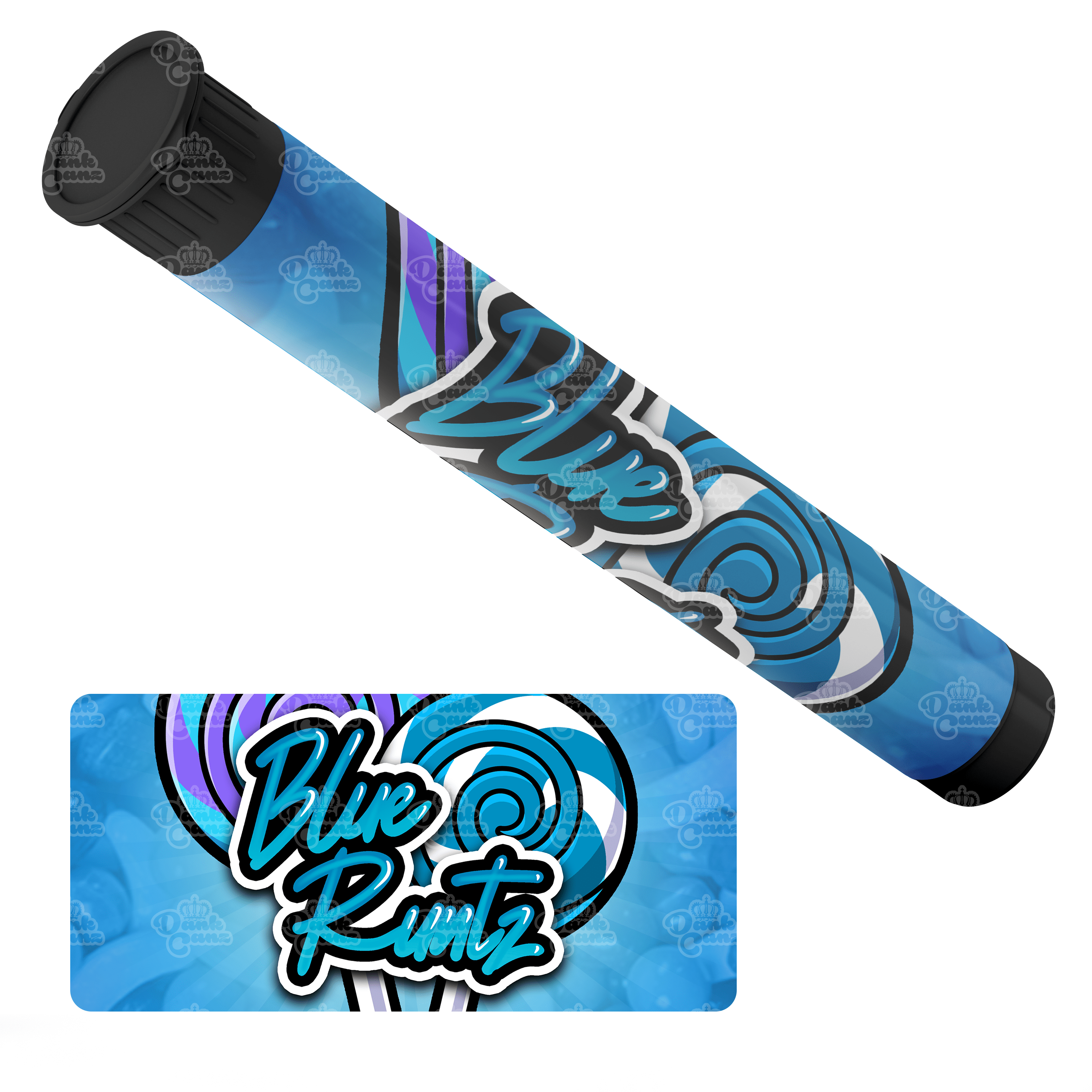 Blue Runtz Pre Roll Tubes - Labelled - DC Packaging Custom Cannabis Packaging