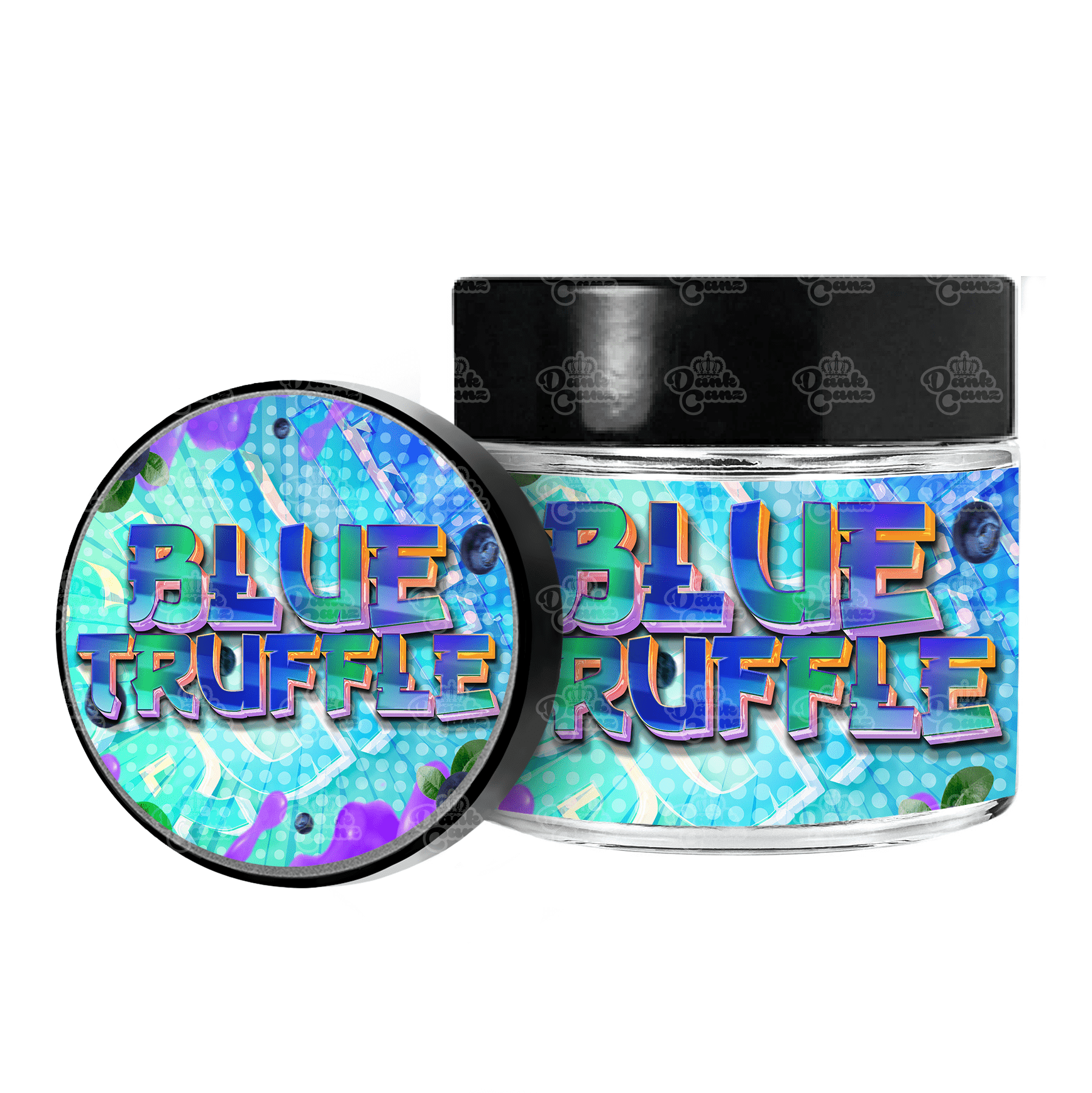 Blue Truffle 3.5g/60ml Glass Jars - Labelled - DC Packaging Custom Cannabis Packaging