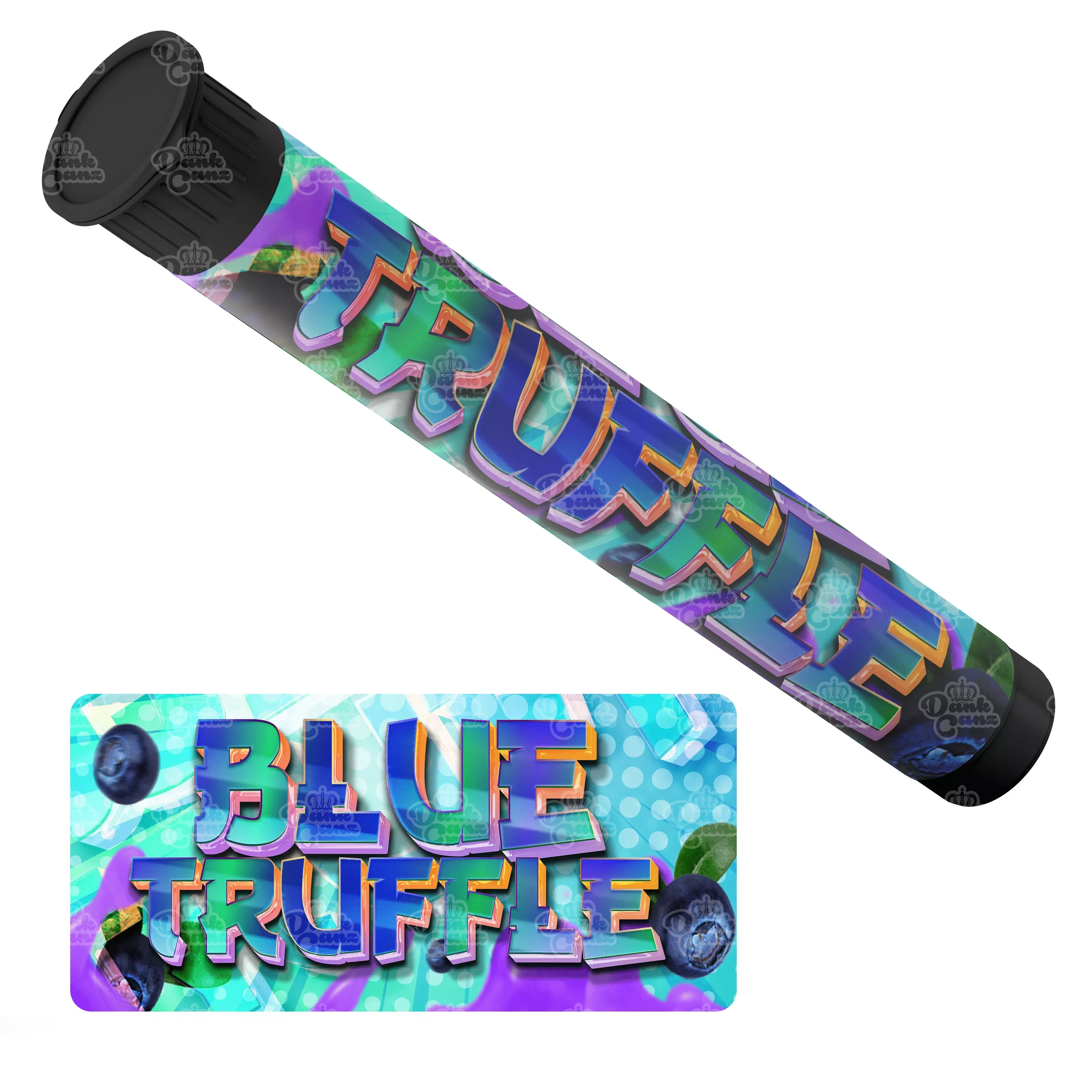 Blue Truffle Pre Roll Tubes - Labelled - DC Packaging Custom Cannabis Packaging