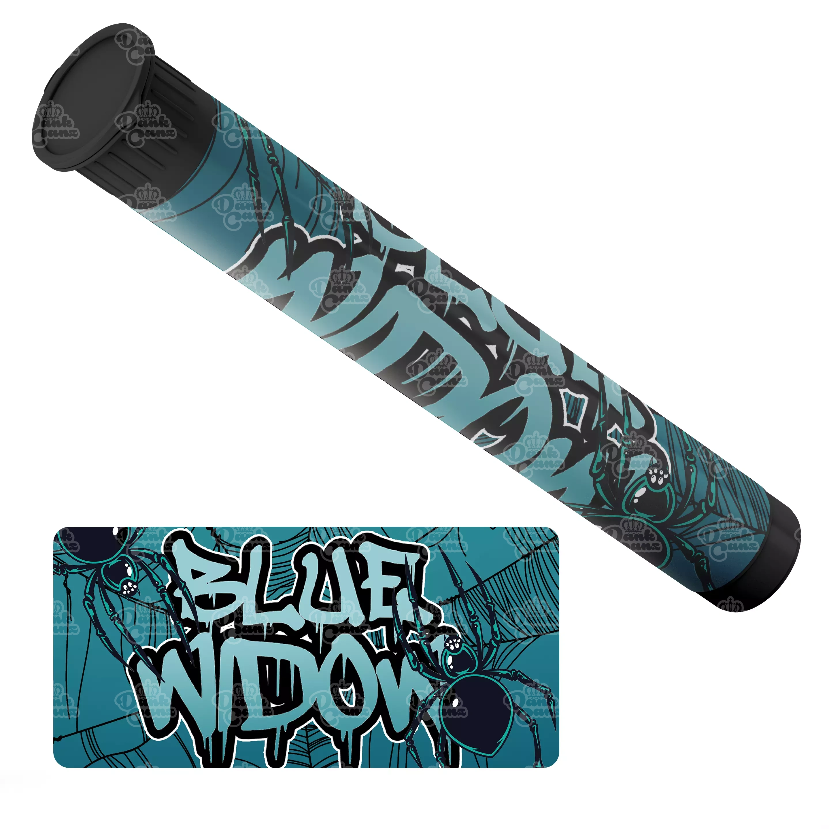 Blue Widow Pre Roll Tubes - Labelled - DC Packaging Custom Cannabis Packaging