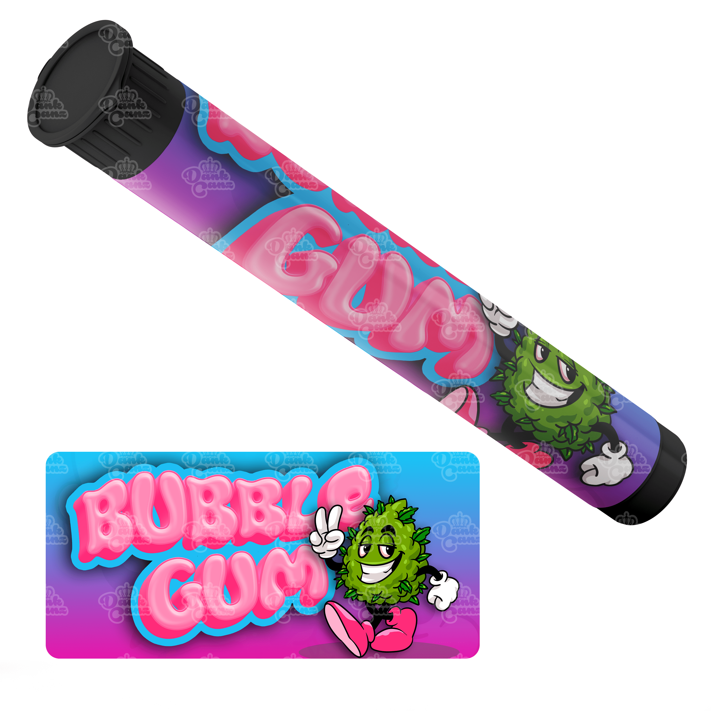 Bubble Gum Pre Roll Tubes - Labelled - DC Packaging Custom Cannabis Packaging