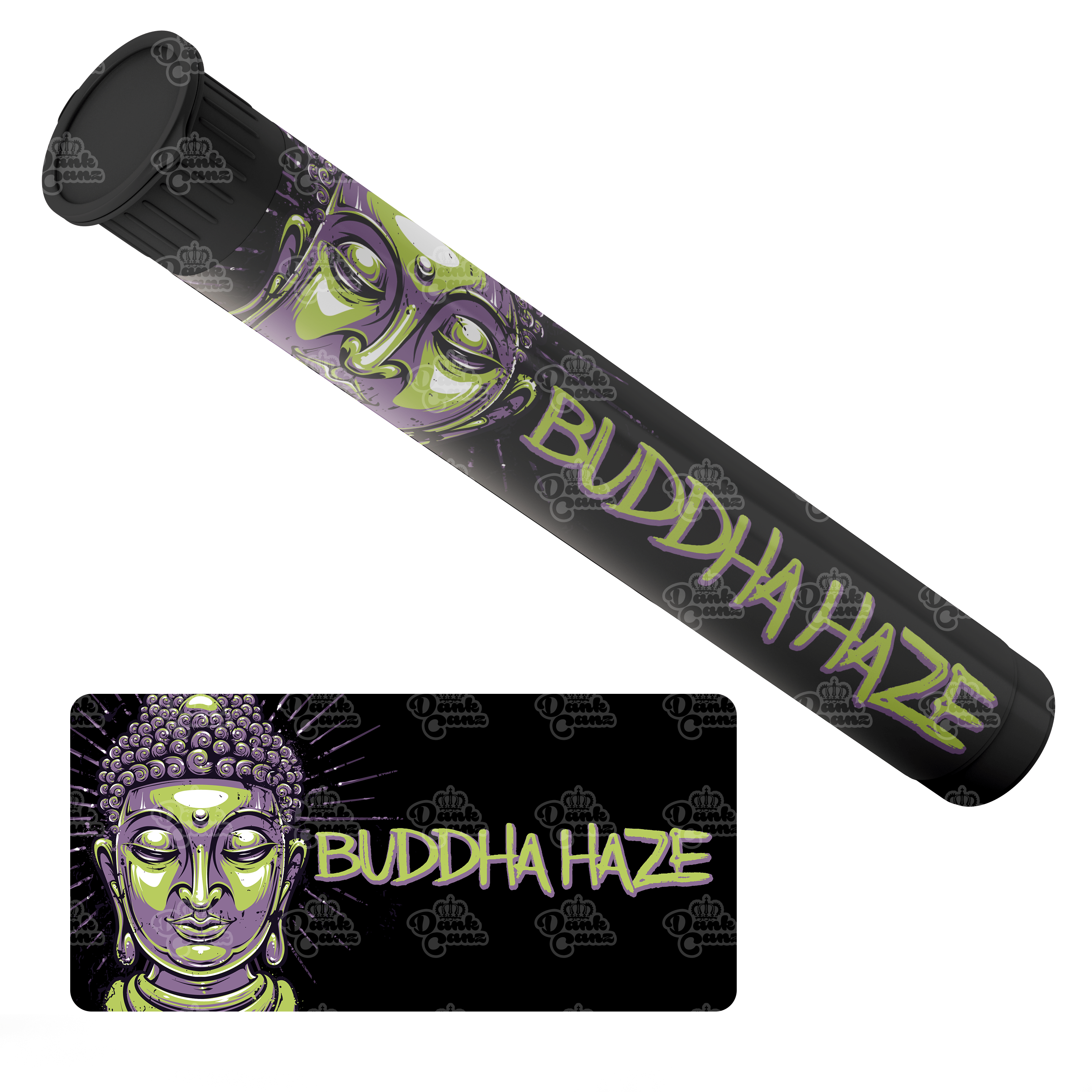 Buddha Haze Pre Roll Tubes - Labelled - DC Packaging Custom Cannabis Packaging