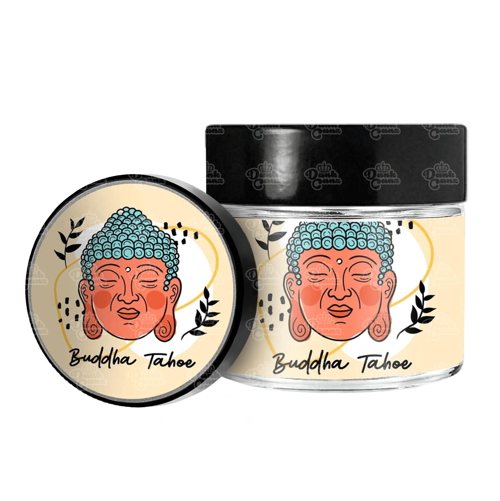 Buddha Tahoe 3.5g/60ml Glass Jars - Labelled - DC Packaging Custom Cannabis Packaging