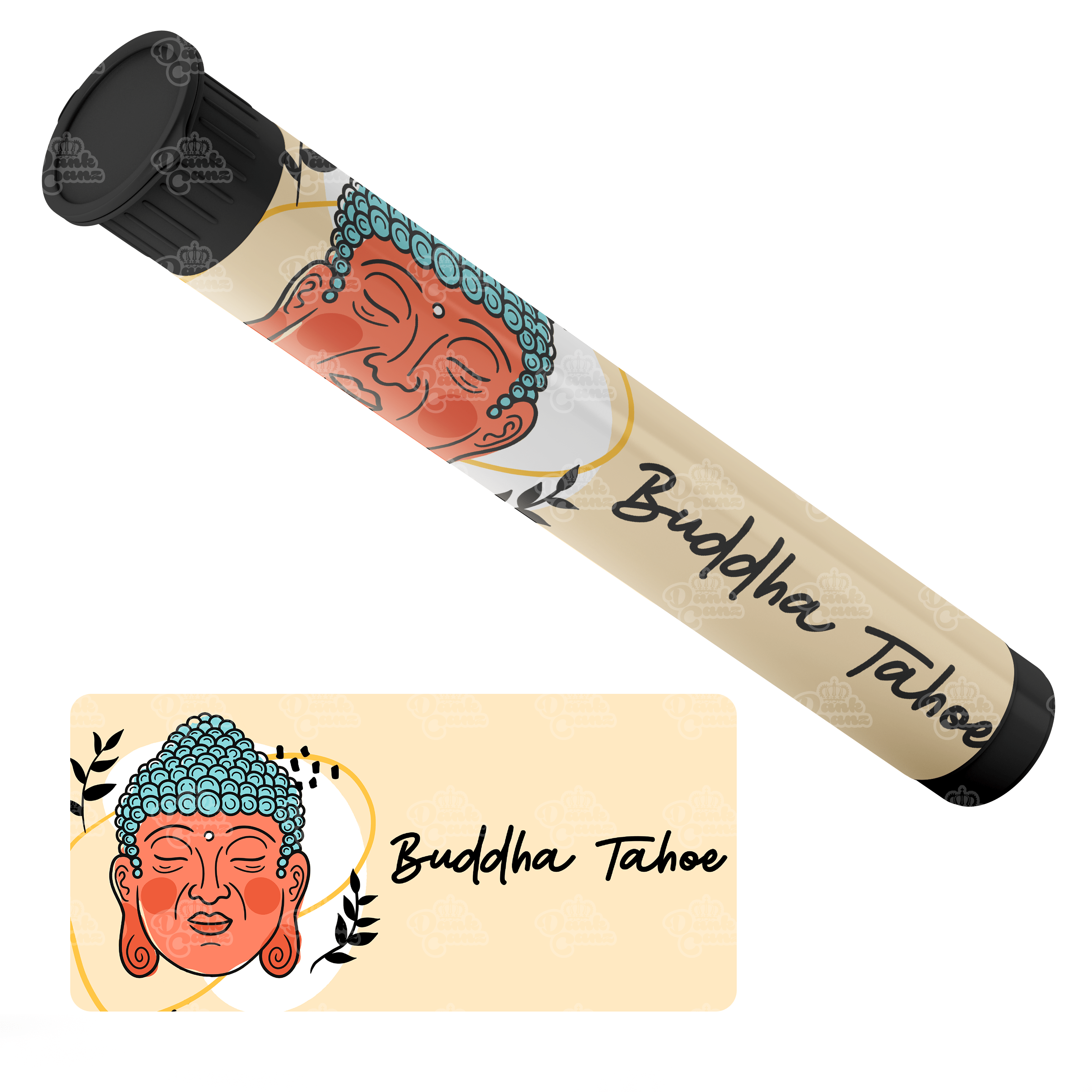 Buddha Tahoe Pre Roll Tubes - Labelled - DC Packaging Custom Cannabis Packaging