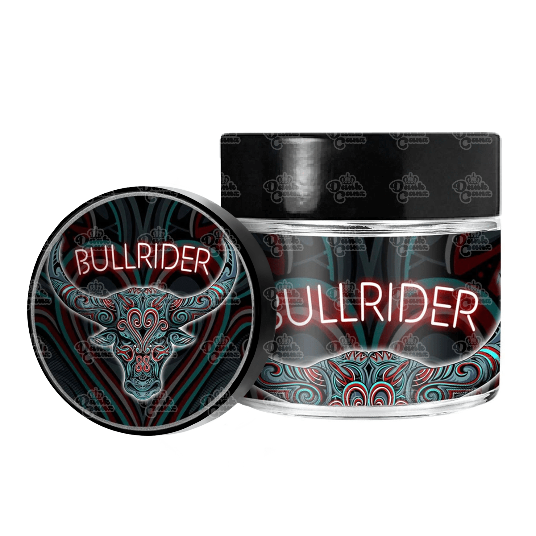 Bullrider 3.5g/60ml Glass Jars - Labelled - DC Packaging Custom Cannabis Packaging