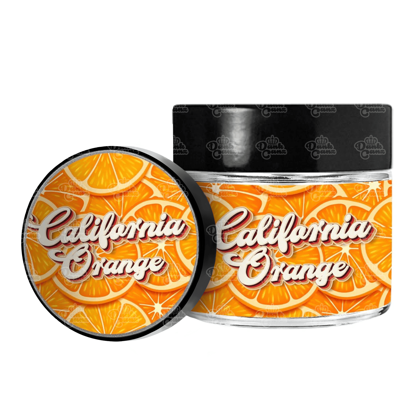 California Orange 3.5g/60ml Glass Jars - Labelled - DC Packaging Custom Cannabis Packaging