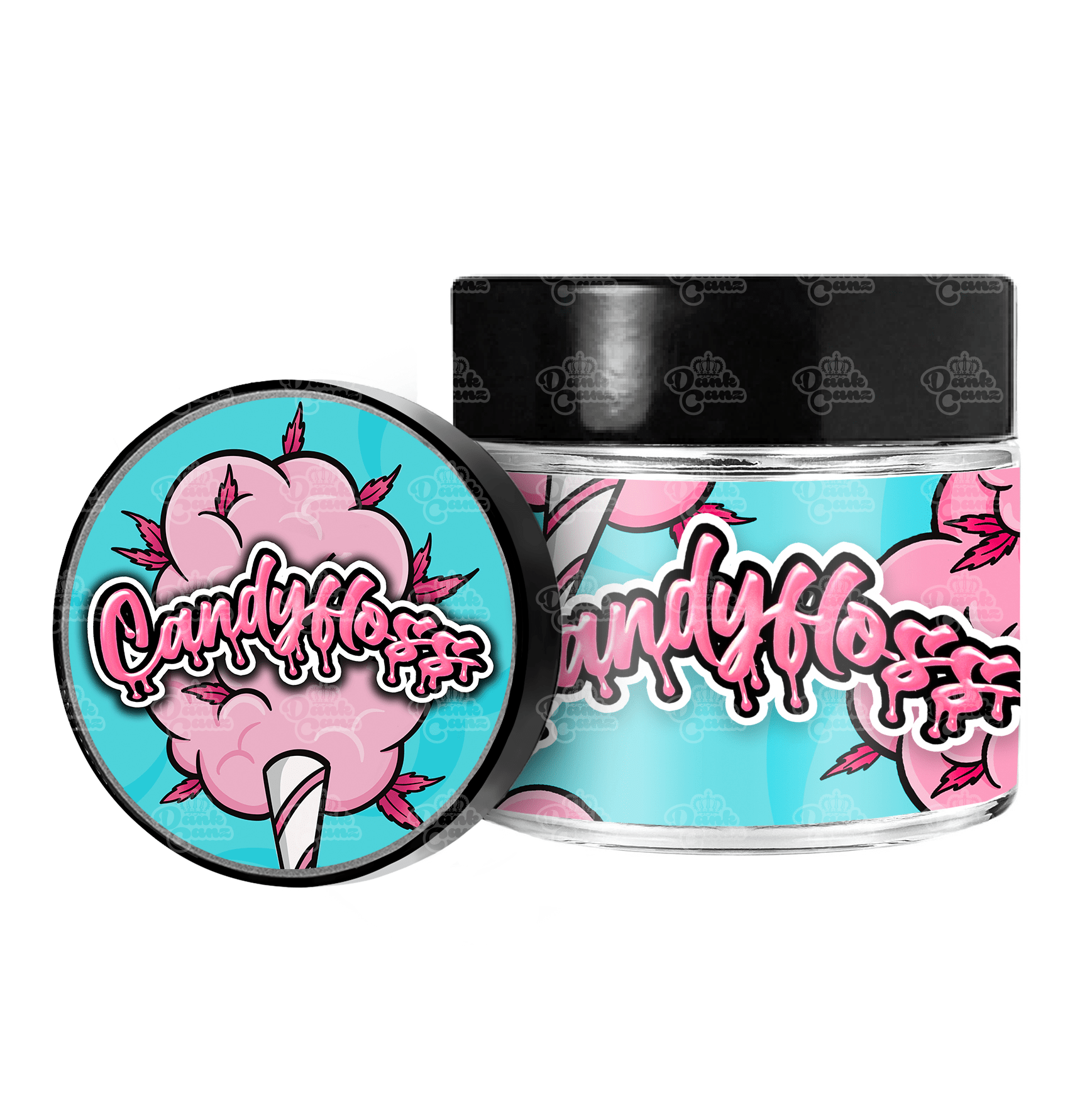 Candy Floss 3.5g/60ml Glass Jars - Labelled - DC Packaging Custom Cannabis Packaging