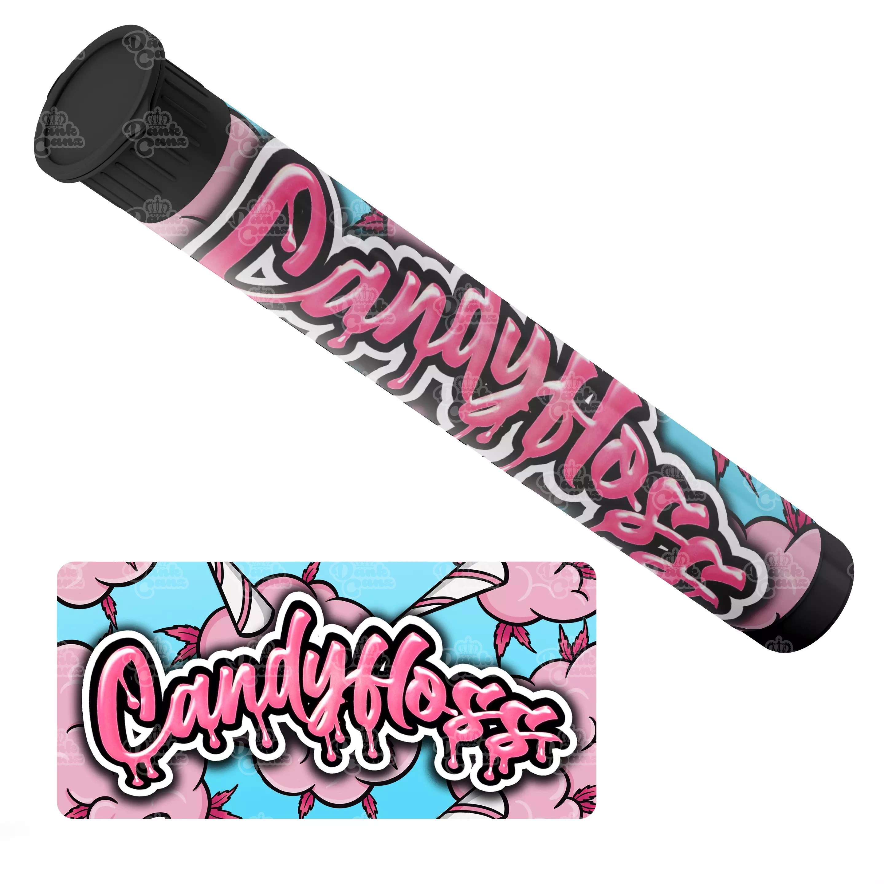 Candy Floss Pre Roll Tubes - Labelled - DC Packaging Custom Cannabis Packaging