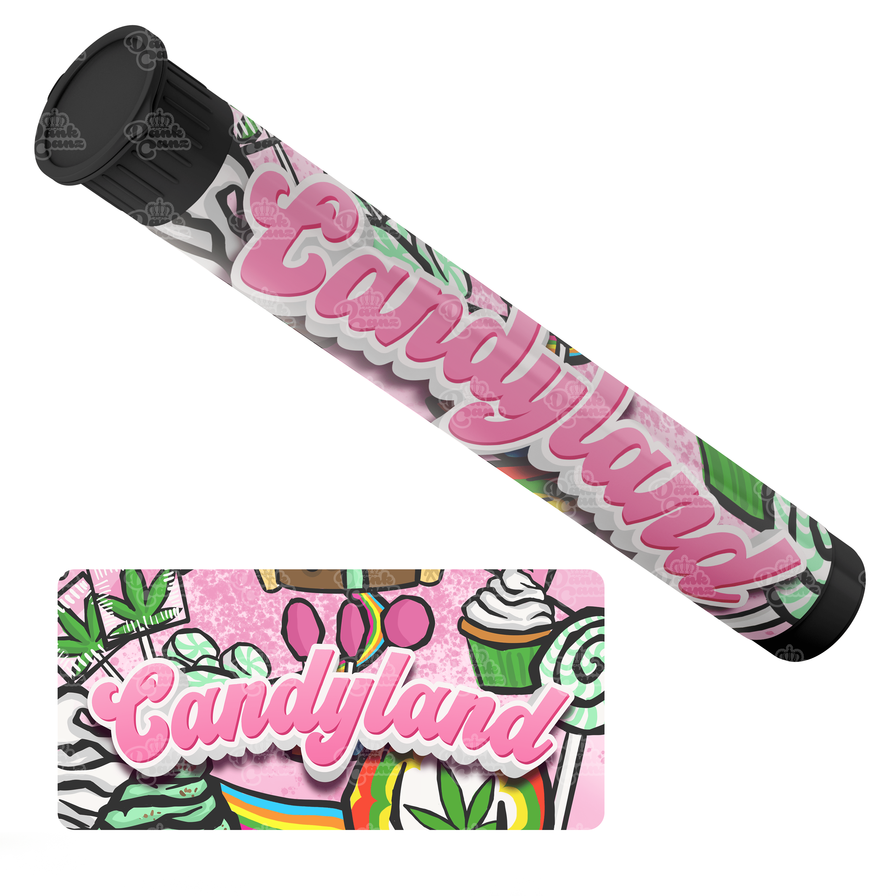 Candyland Pre Roll Tubes - Labelled - DC Packaging Custom Cannabis Packaging