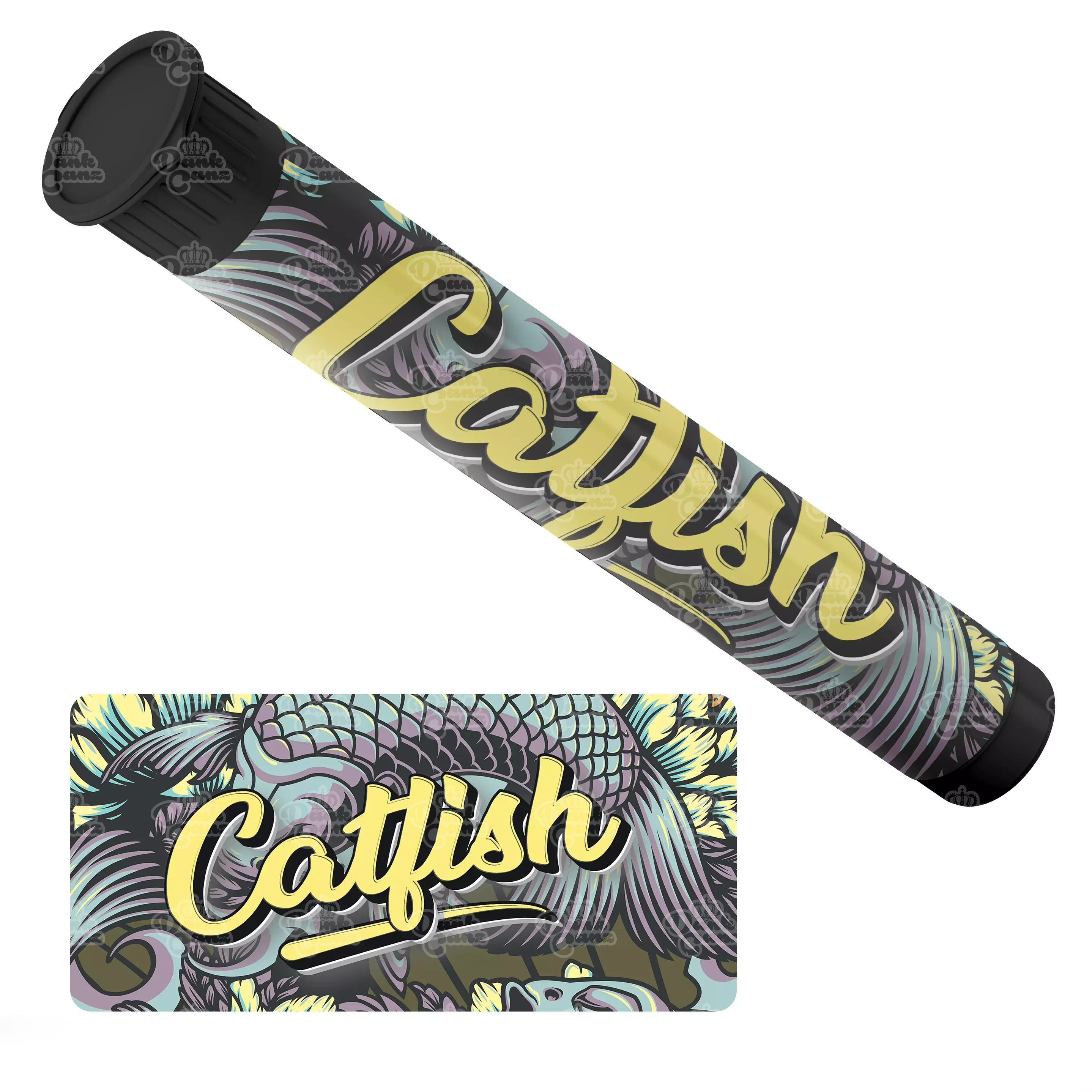 Catfish Pre Roll Tubes - Labelled - DC Packaging Custom Cannabis Packaging