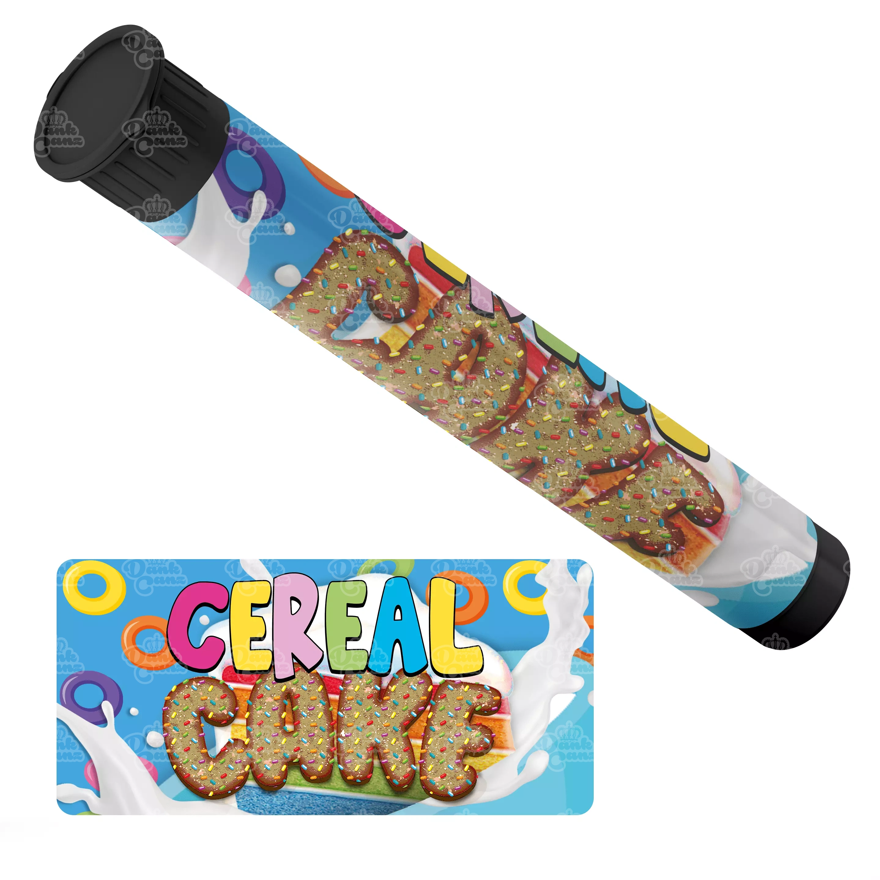 Cereal Cake Pre Roll Tubes - Labelled - DC Packaging Custom Cannabis Packaging