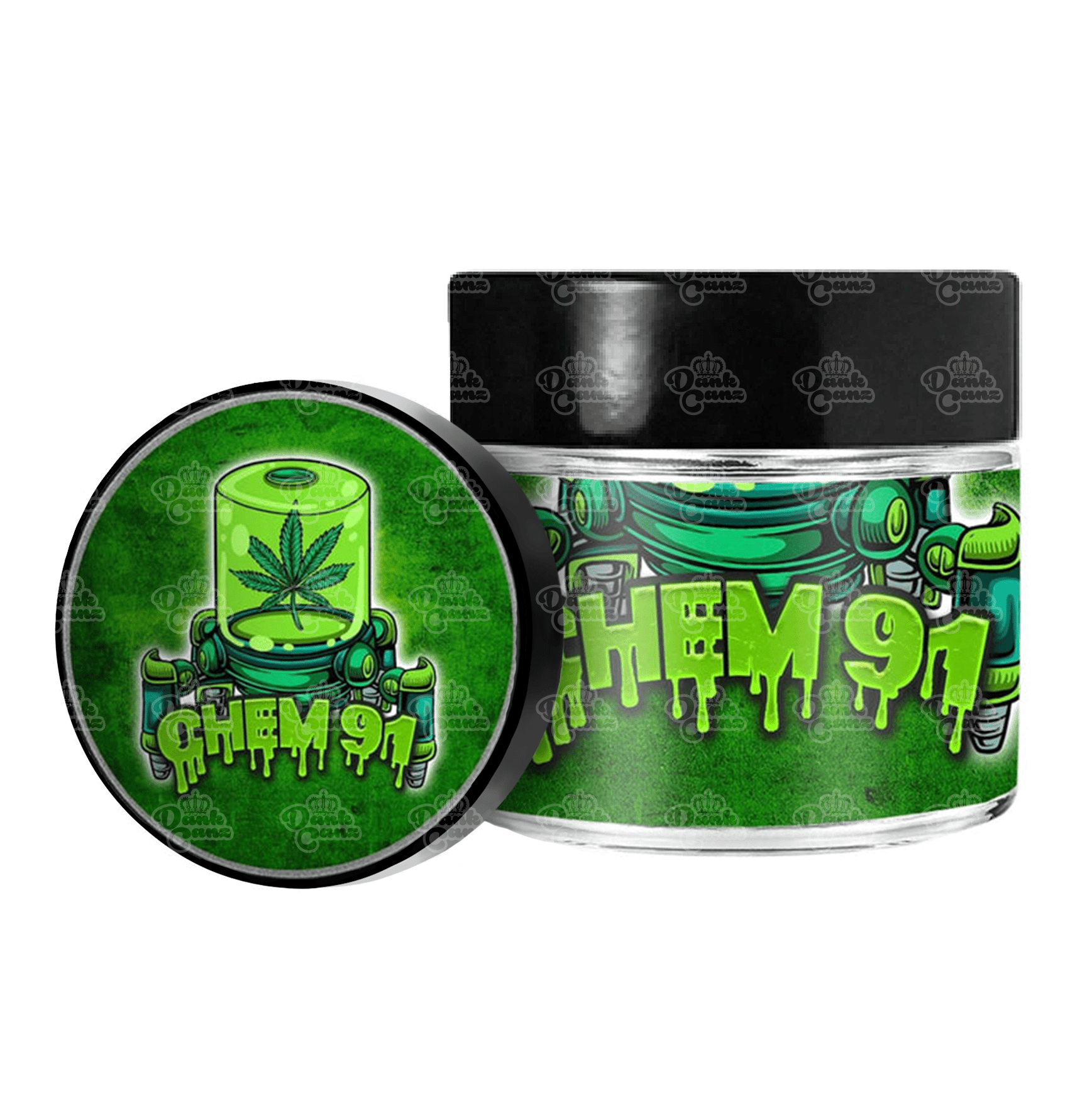 Chem 91 3.5g/60ml Glass Jars - Labelled - DC Packaging Custom Cannabis Packaging
