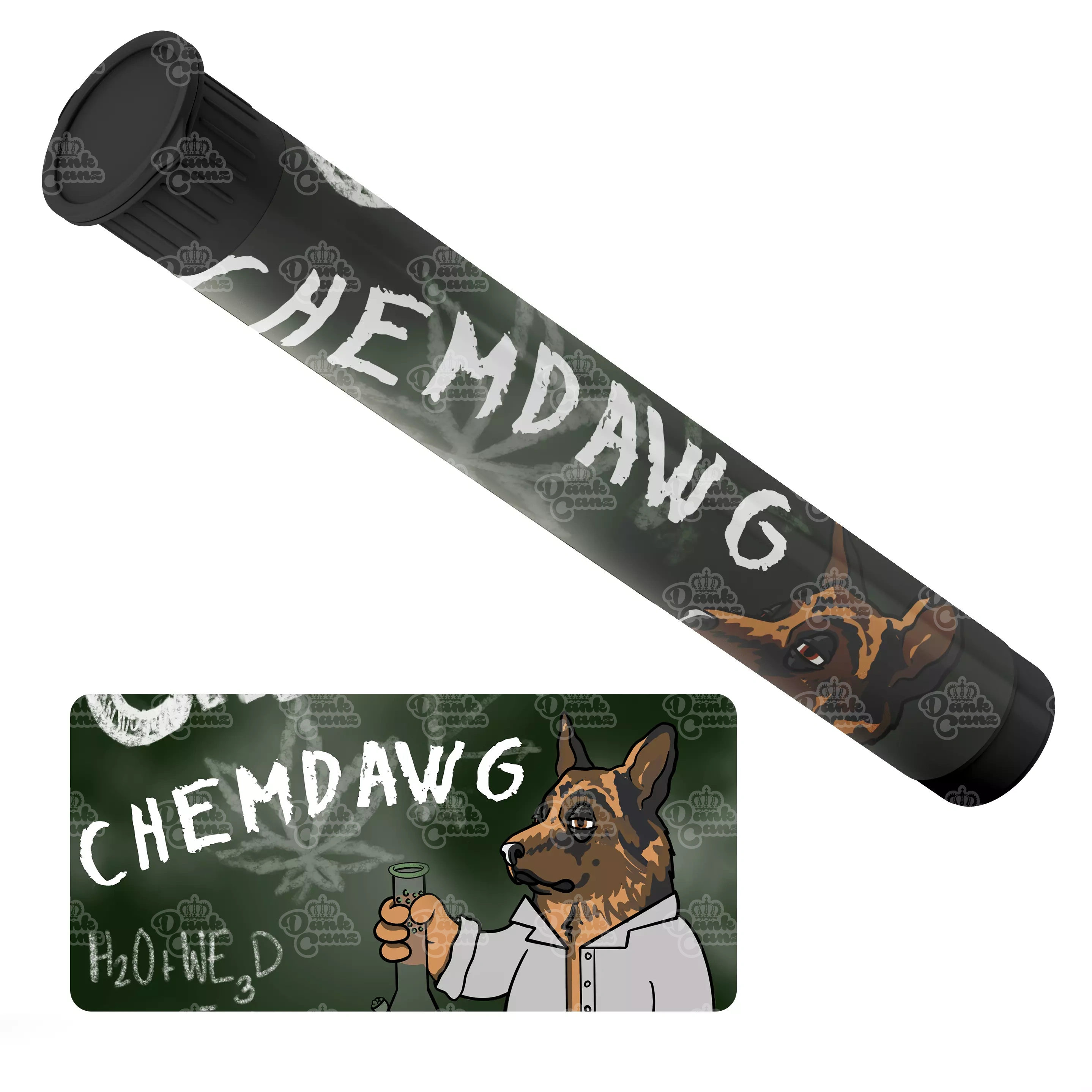 Chemdawg Pre Roll Tubes - Labelled - DC Packaging Custom Cannabis Packaging