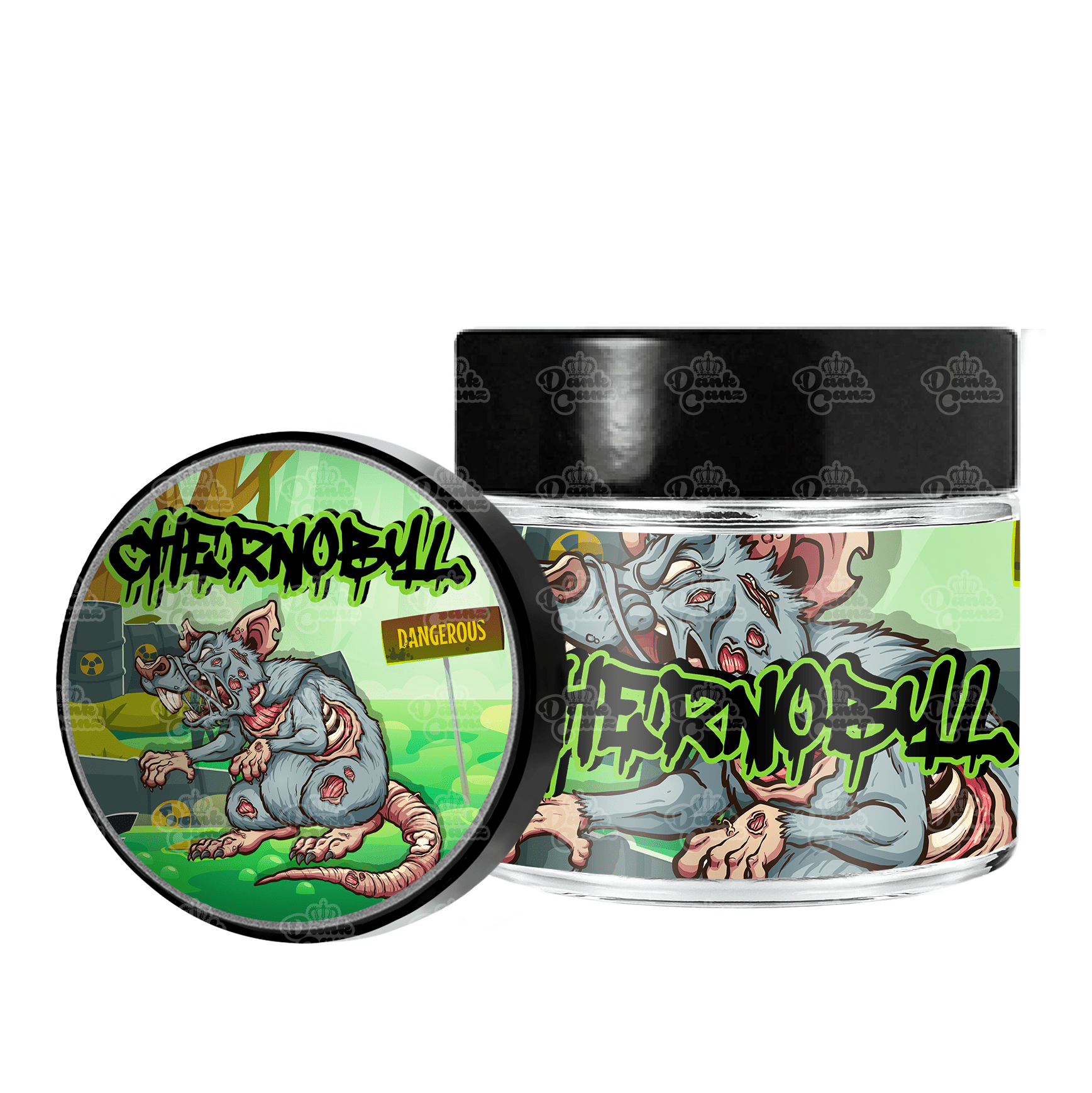 Chernobyl 3.5g/60ml Glass Jars - Labelled - DC Packaging Custom Cannabis Packaging