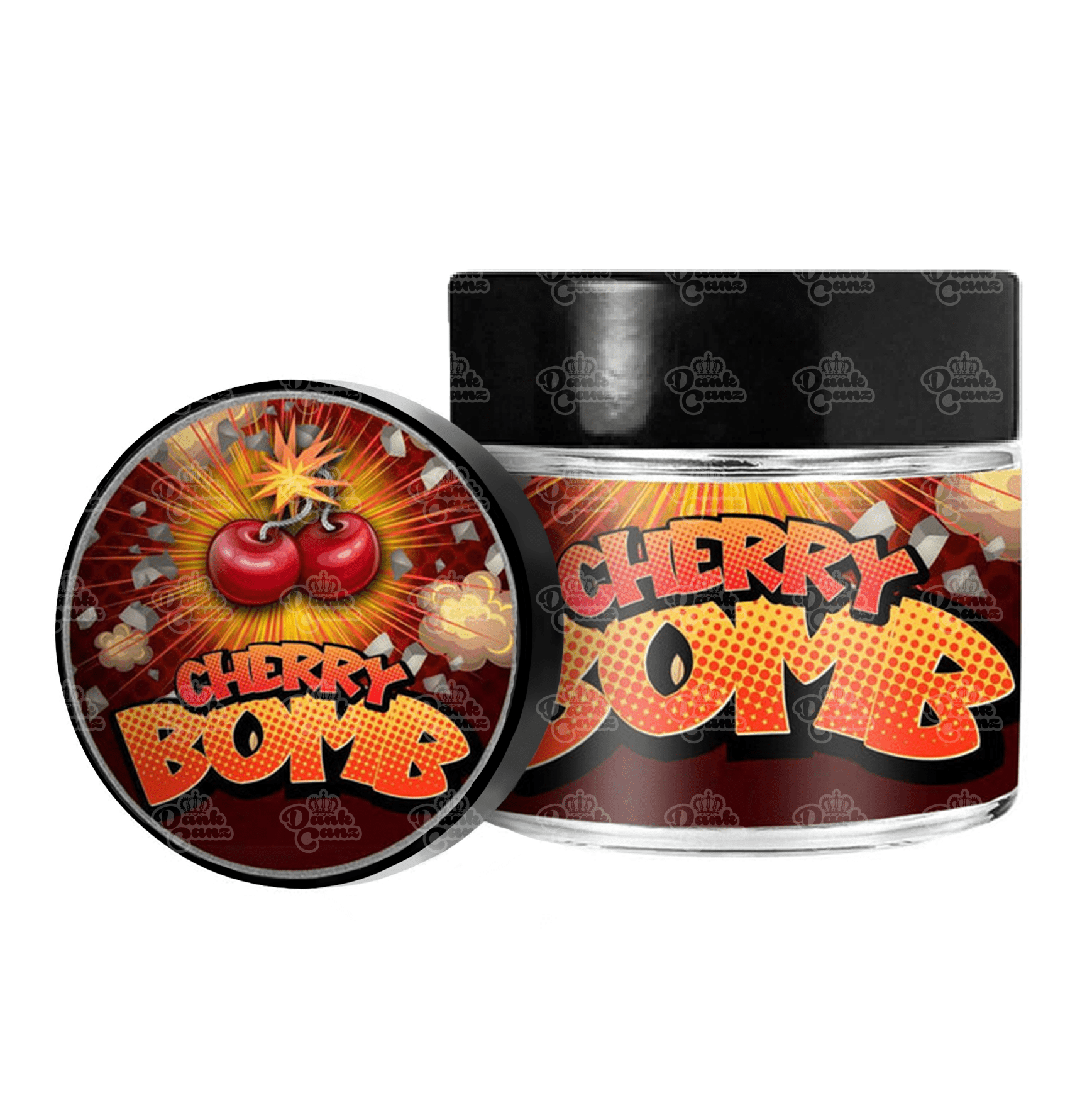 Cherry Bomb 3.5g/60ml Glass Jars - Labelled - DC Packaging Custom Cannabis Packaging