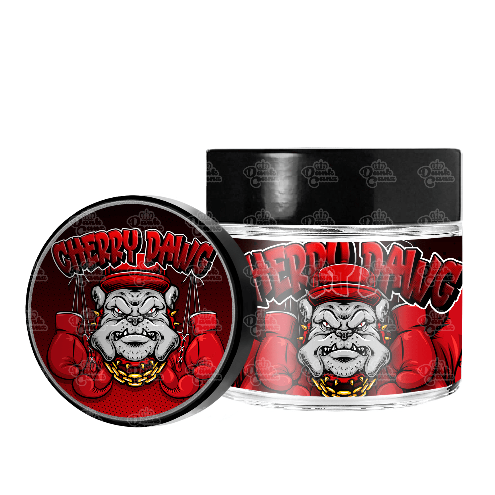 Cherry Dawg 3.5g/60ml Glass Jars - Labelled - DC Packaging Custom Cannabis Packaging