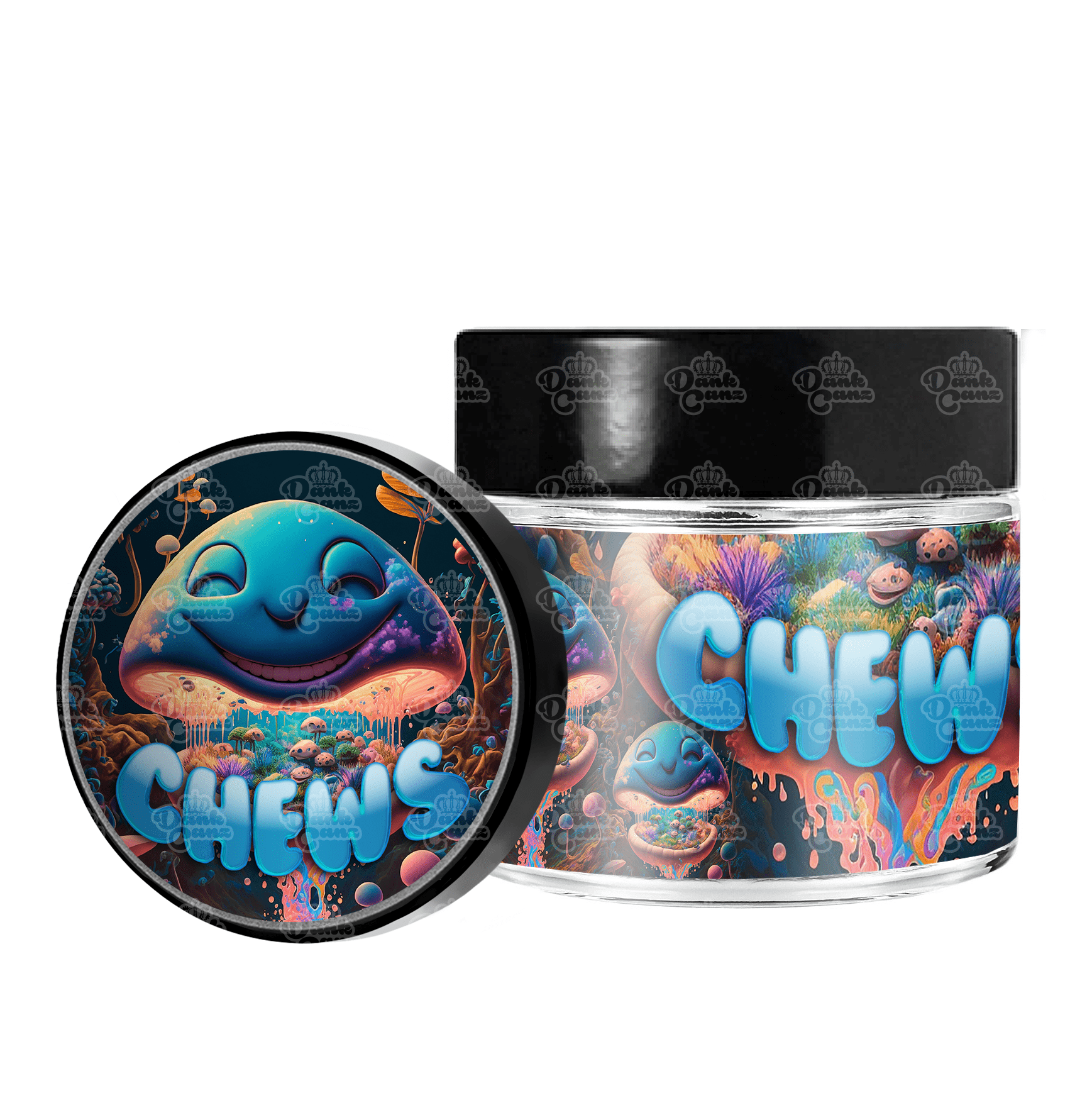 Chews 3.5g/60ml Glass Jars - Labelled - DC Packaging Custom Cannabis Packaging
