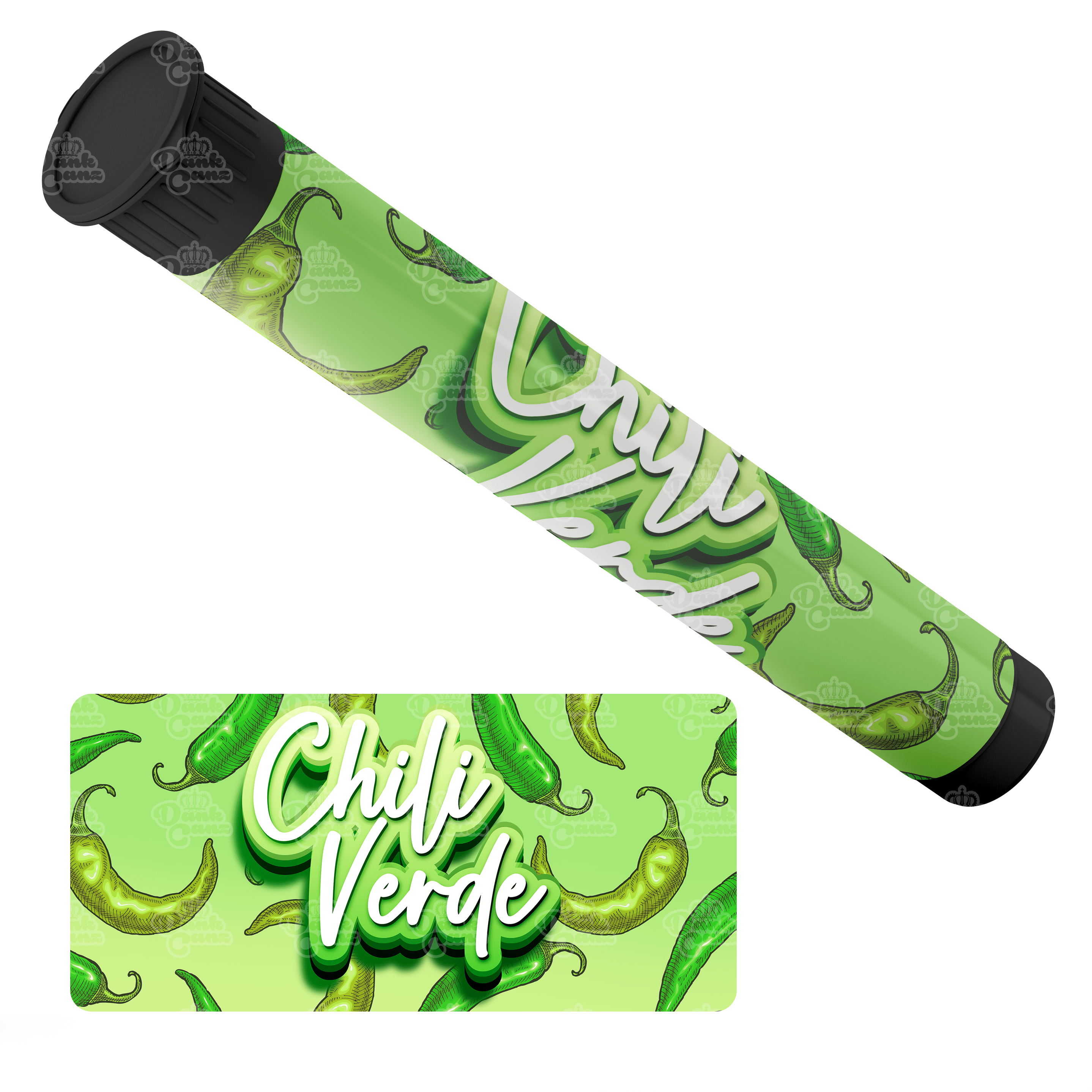 Chili Verde Pre Roll Tubes - Labelled - DC Packaging Custom Cannabis Packaging