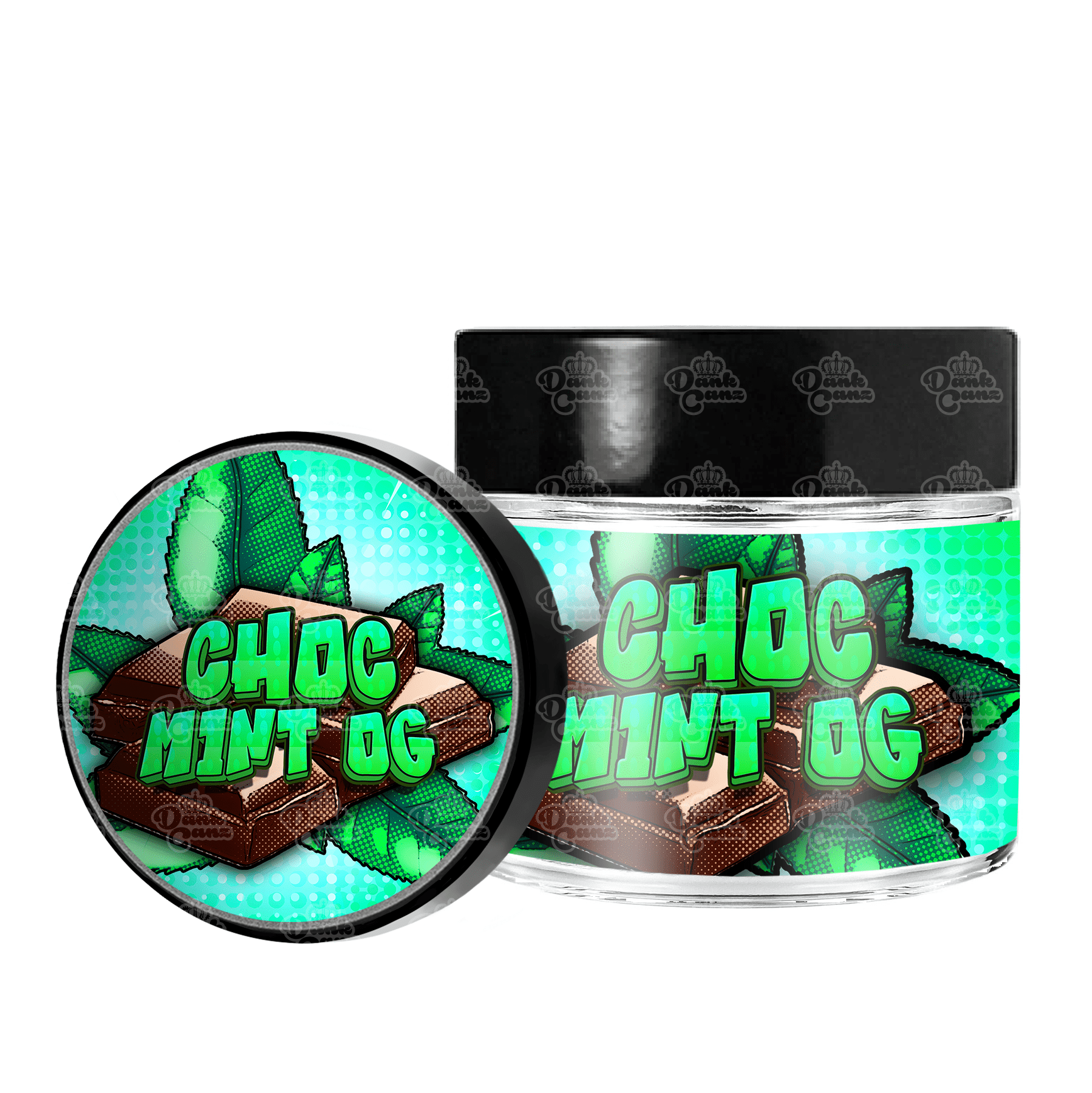 Choc Mint OG 3.5g/60ml Glass Jars - Labelled - DC Packaging Custom Cannabis Packaging
