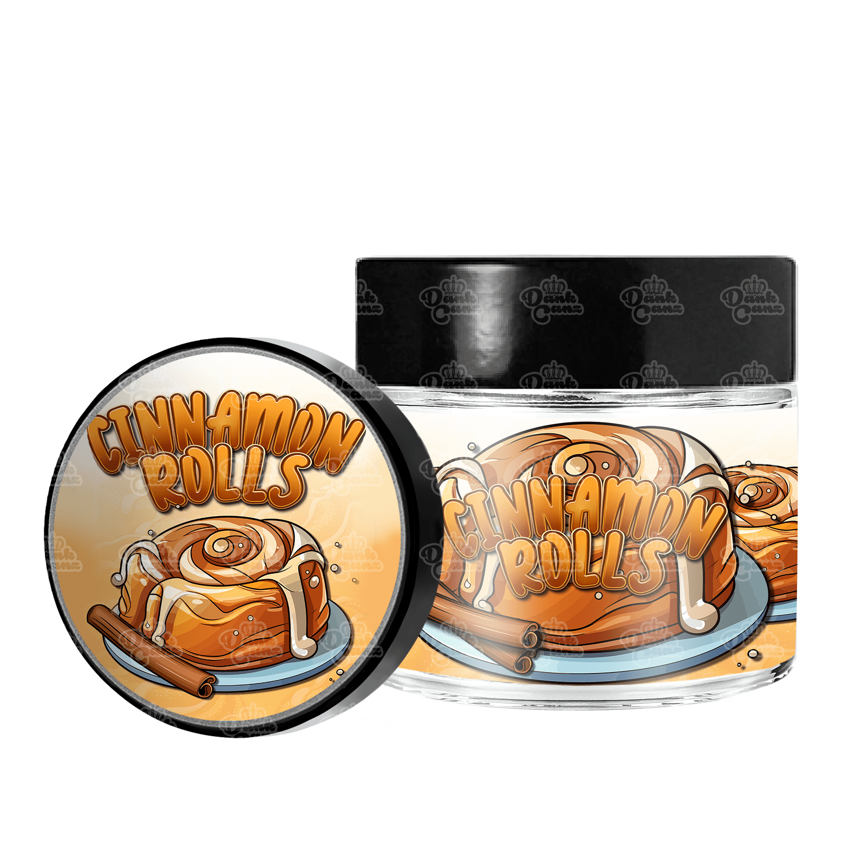 Cinnamon Rolls 3.5g/60ml Glass Jars - Labelled - DC Packaging Custom Cannabis Packaging