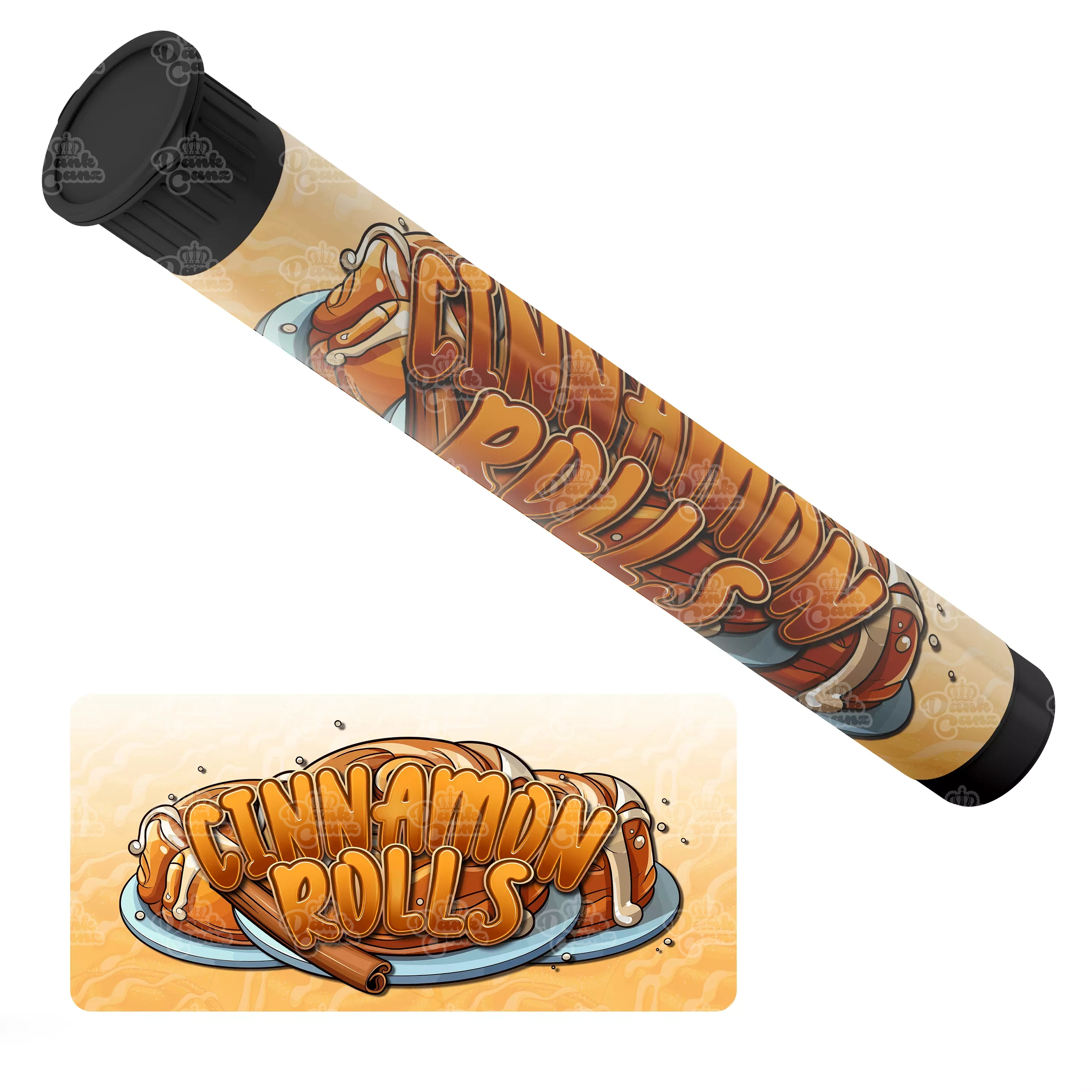 Cinnamon Rolls Pre Roll Tubes - Labelled - DC Packaging Custom Cannabis Packaging