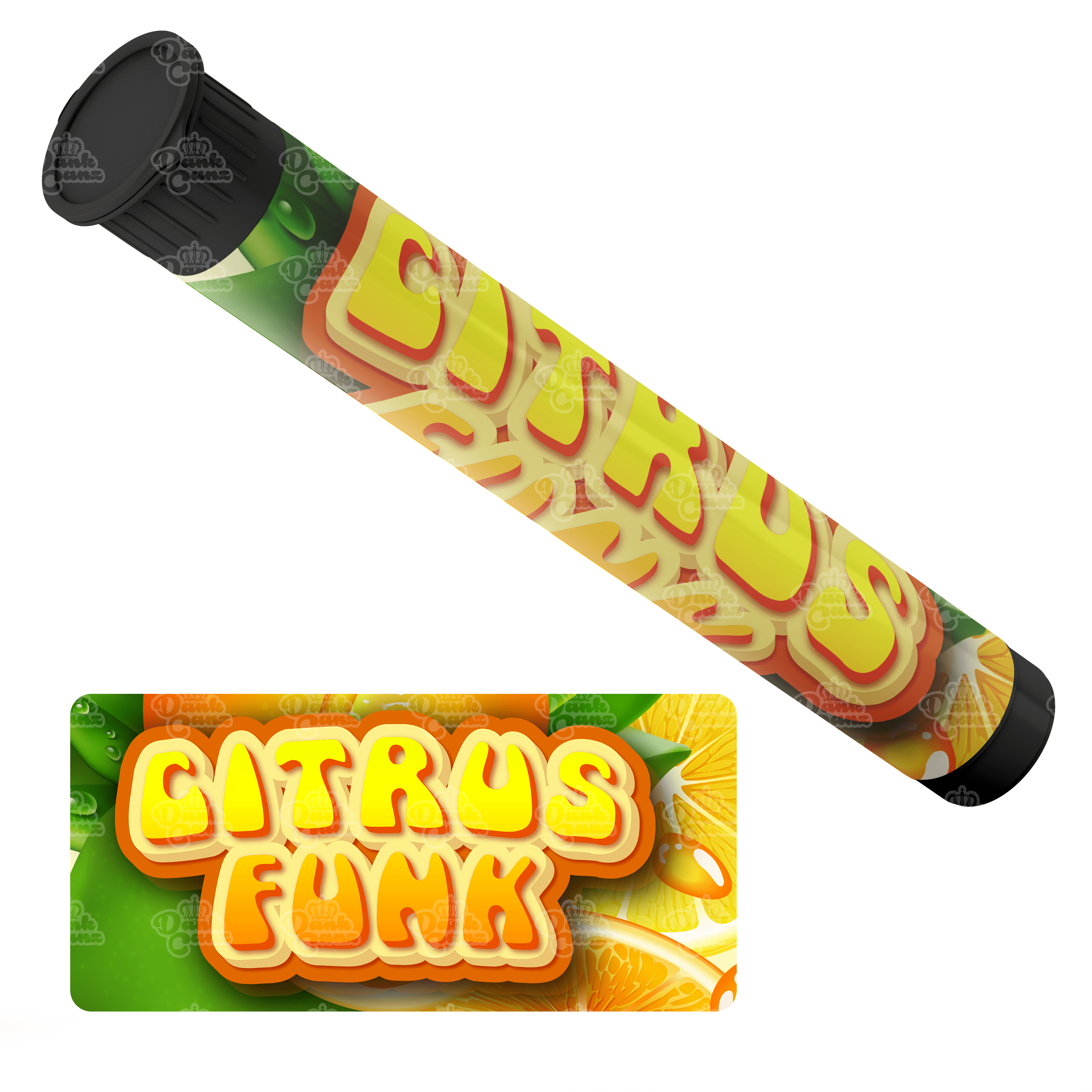 Citrus Funk Pre Roll Tubes - Labelled - DC Packaging Custom Cannabis Packaging