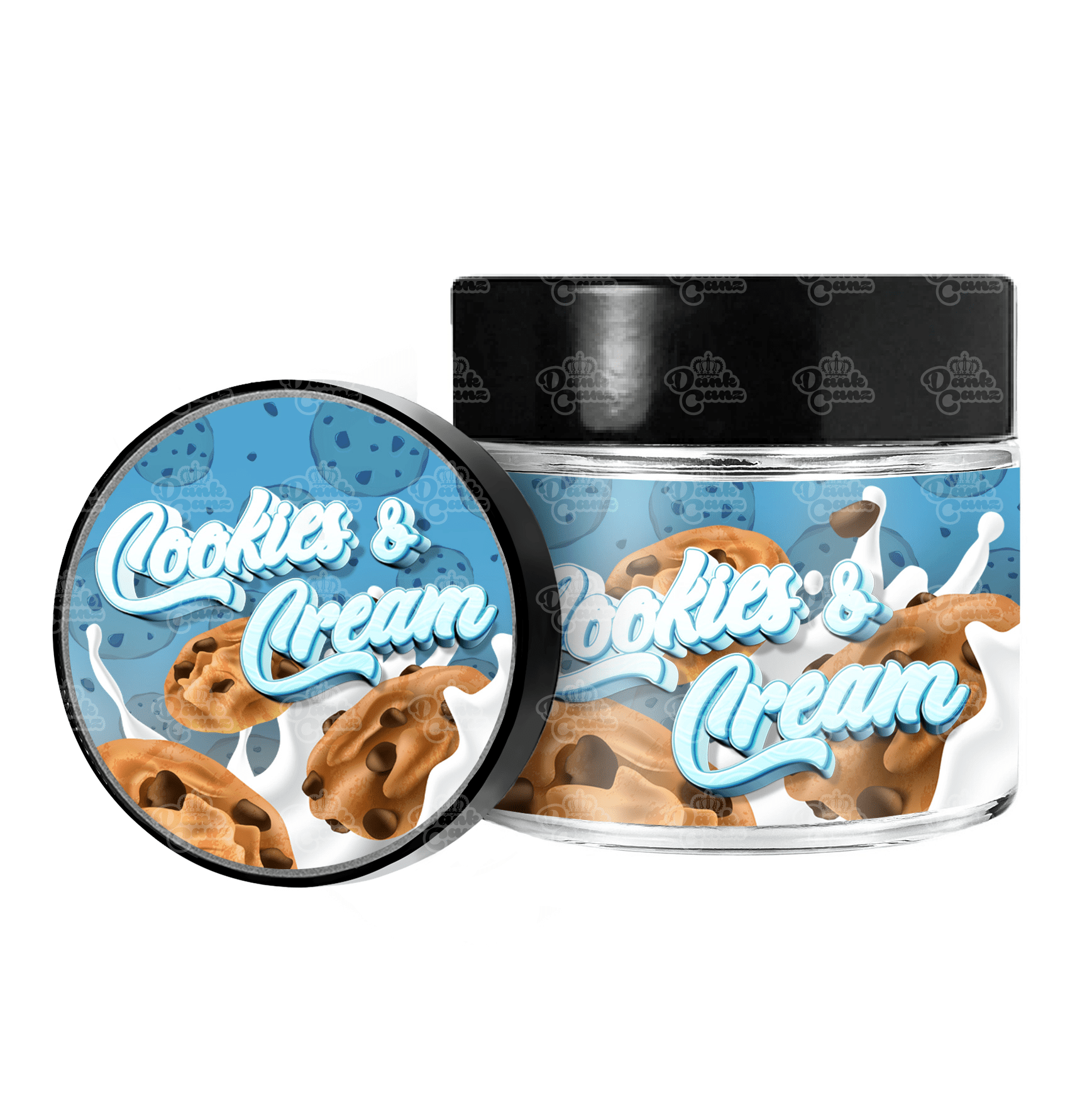 Cookies & Cream 3.5g/60ml Glass Jars - Labelled - DC Packaging Custom Cannabis Packaging