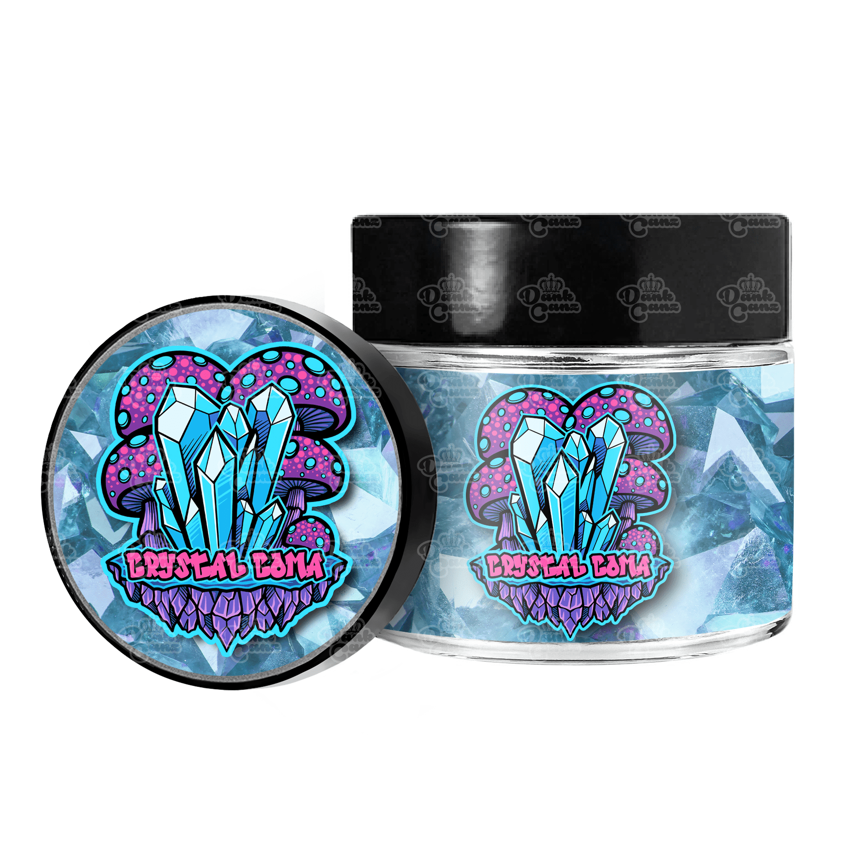 Crystal Coma 3.5g/60ml Glass Jars - Labelled - DC Packaging Custom Cannabis Packaging