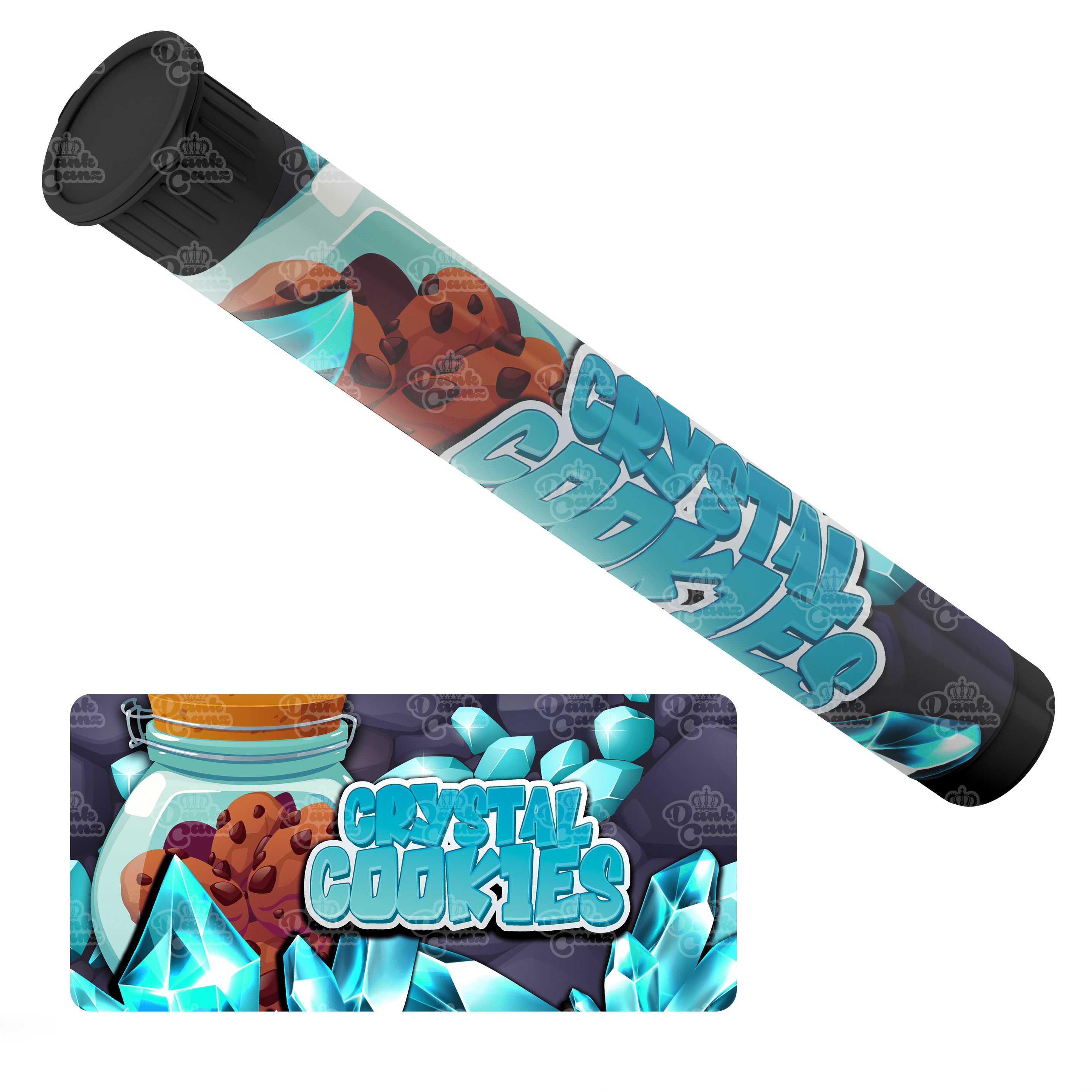Crystal Cookies Pre Roll Tubes - Labelled - DC Packaging Custom Cannabis Packaging