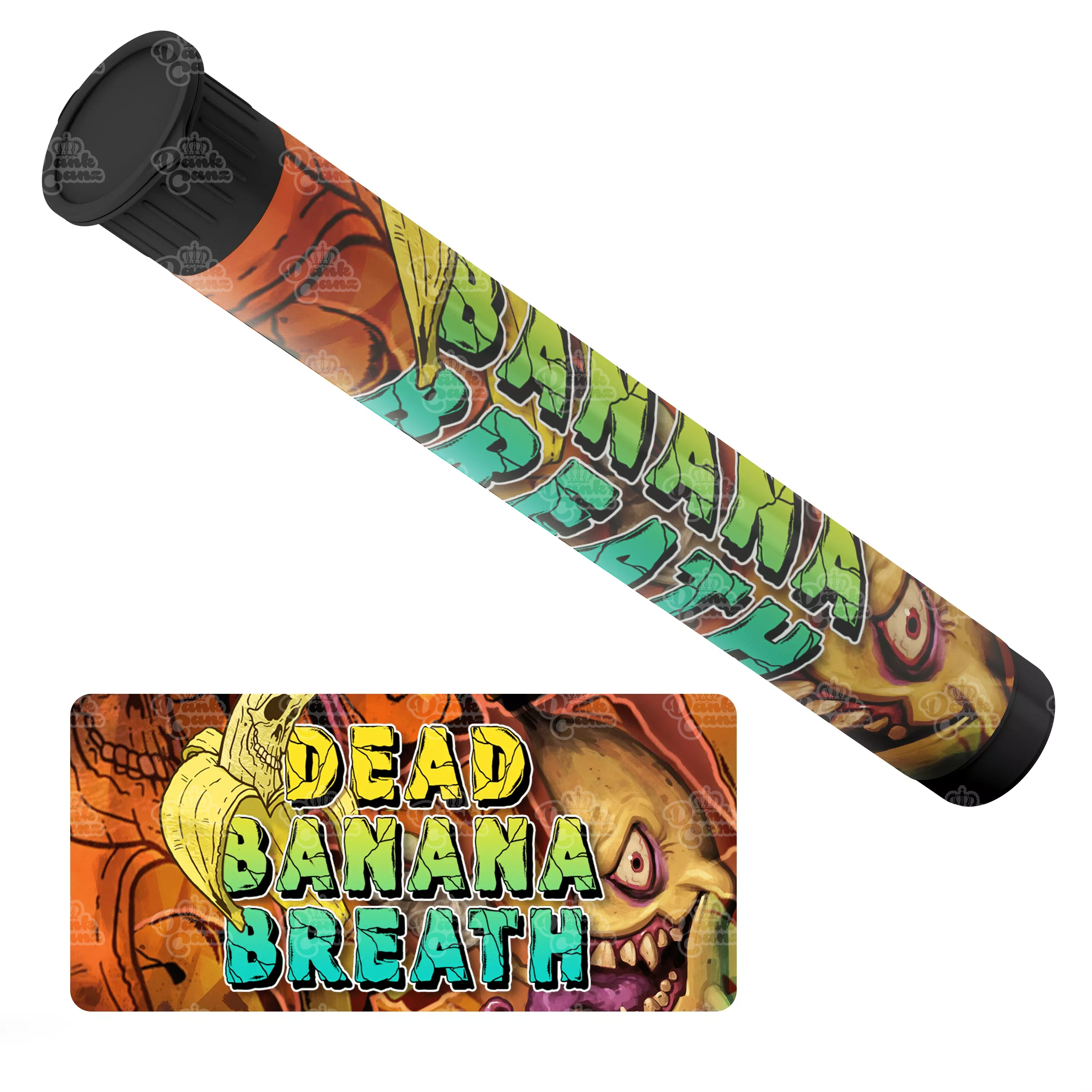 Dead Banana Breath Pre Roll Tubes - Labelled - DC Packaging Custom Cannabis Packaging