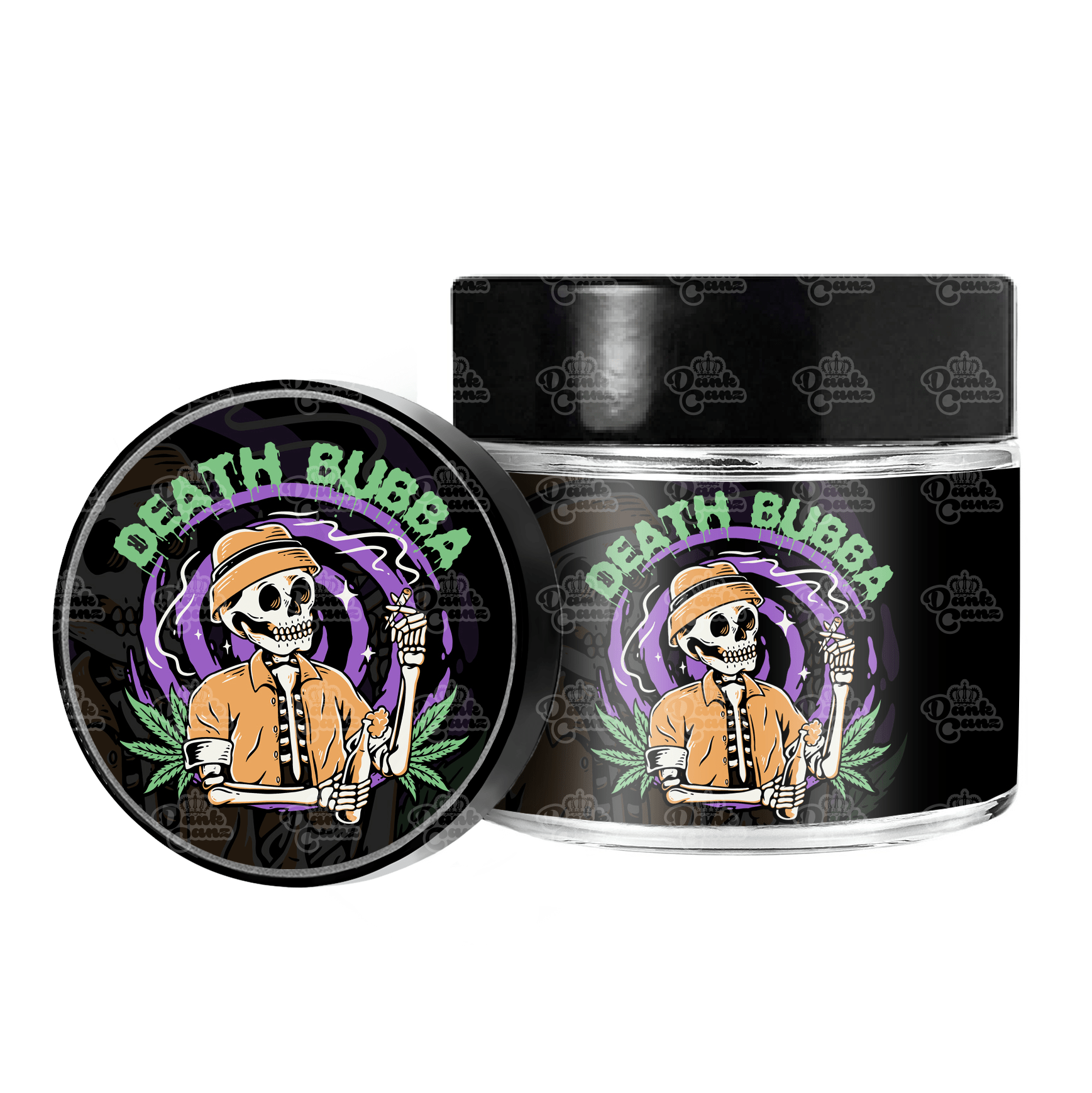 Death Bubba 3.5g/60ml Glass Jars - Labelled - DC Packaging Custom Cannabis Packaging