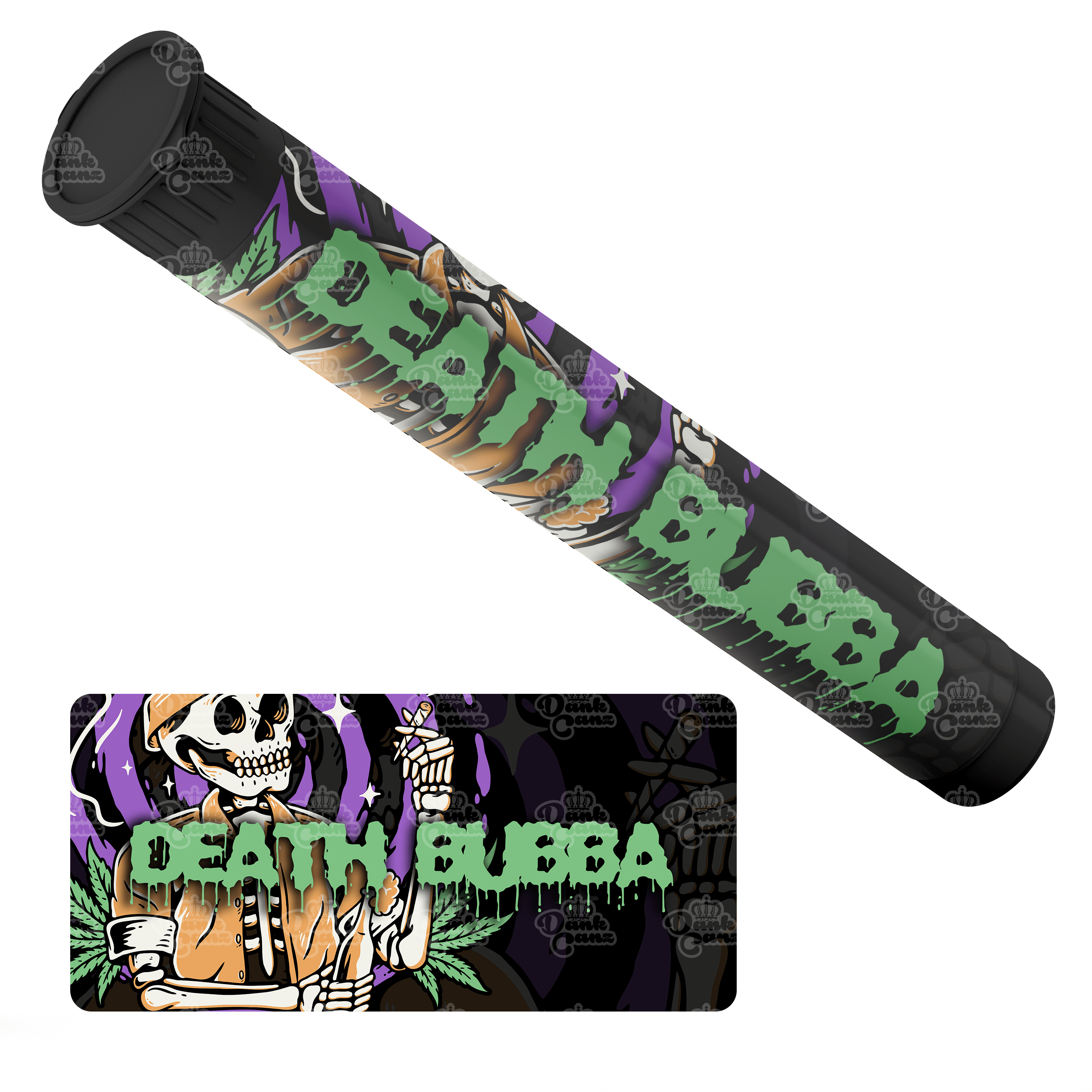 Death Bubba Pre Roll Tubes - Labelled - DC Packaging Custom Cannabis Packaging