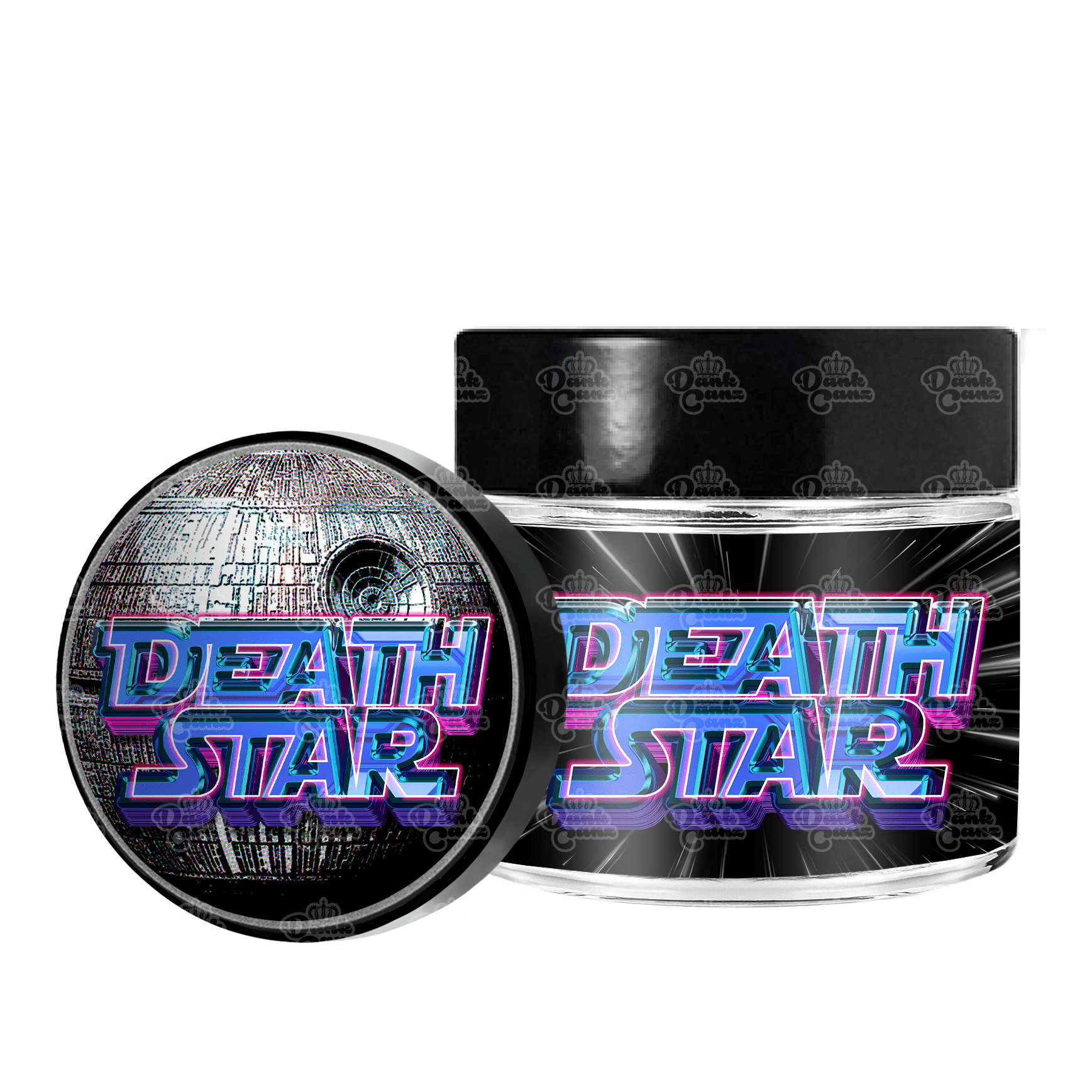 Death Star 3.5g/60ml Glass Jars - Labelled - DC Packaging Custom Cannabis Packaging