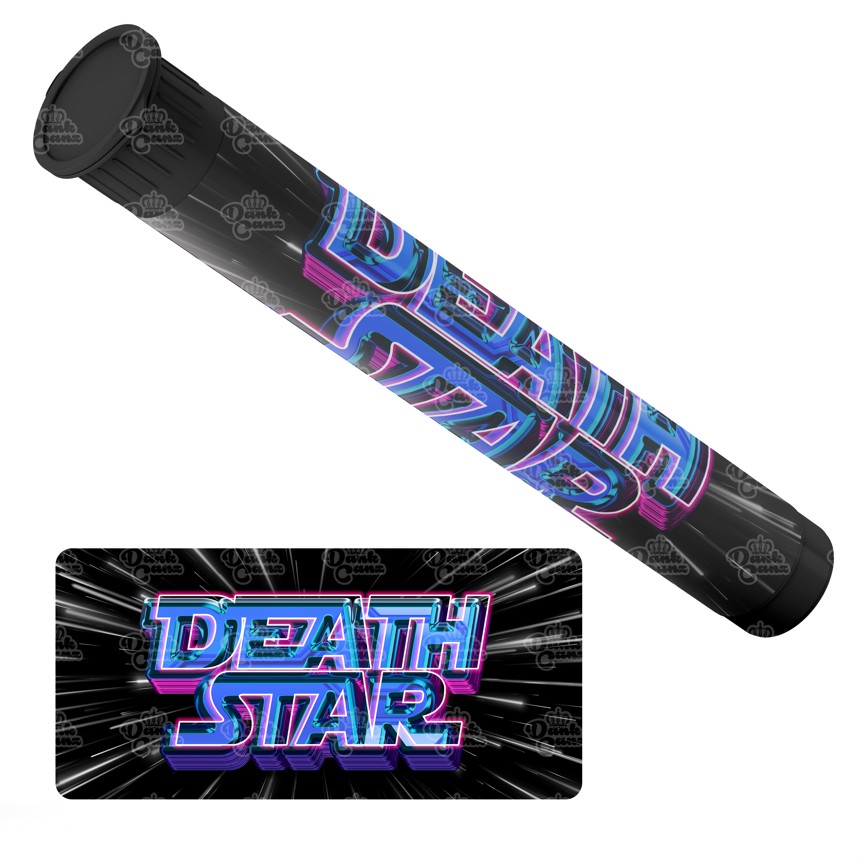 Death Star Pre Roll Tubes - Labelled - DC Packaging Custom Cannabis Packaging
