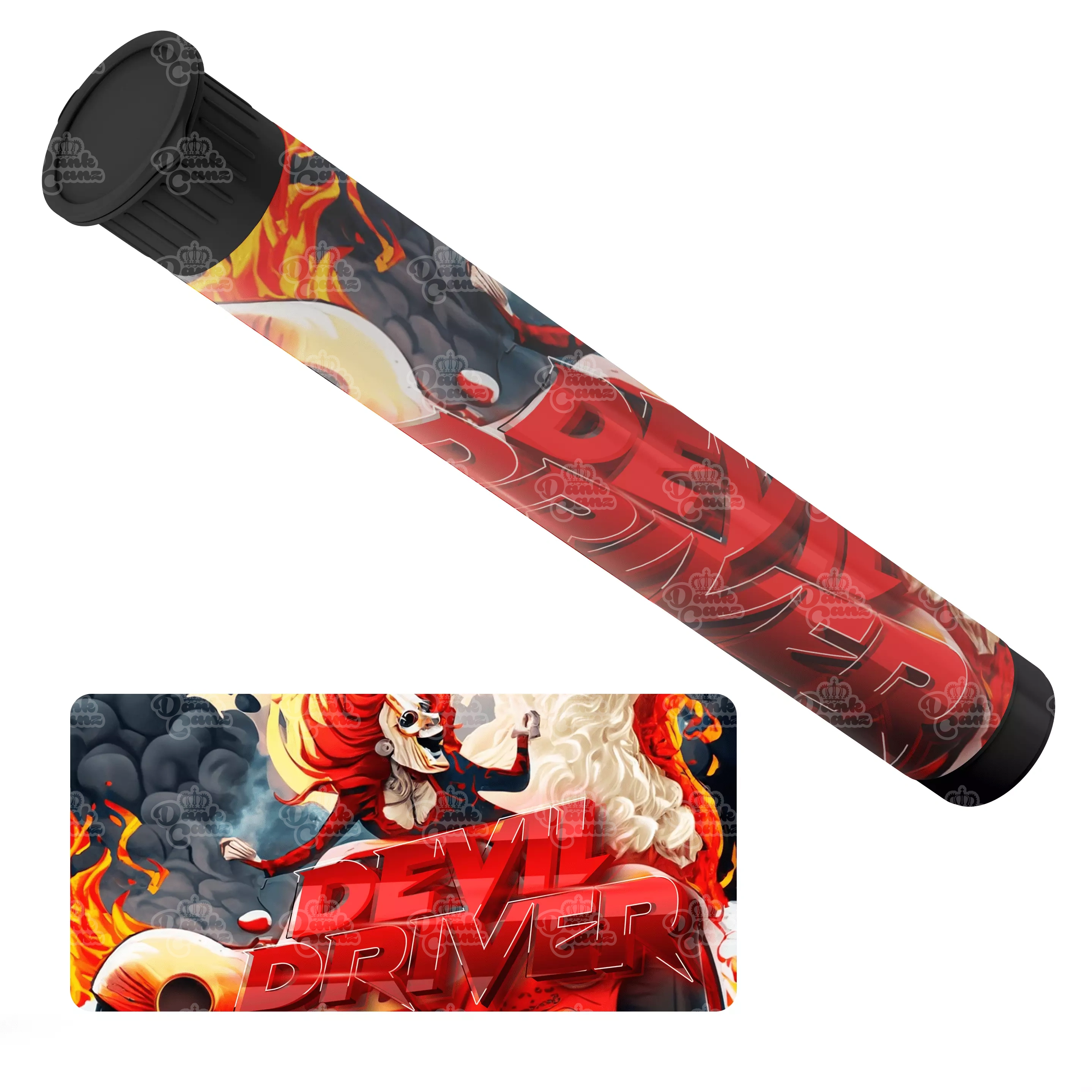 Devil Driver Pre Roll Tubes - Labelled - DC Packaging Custom Cannabis Packaging