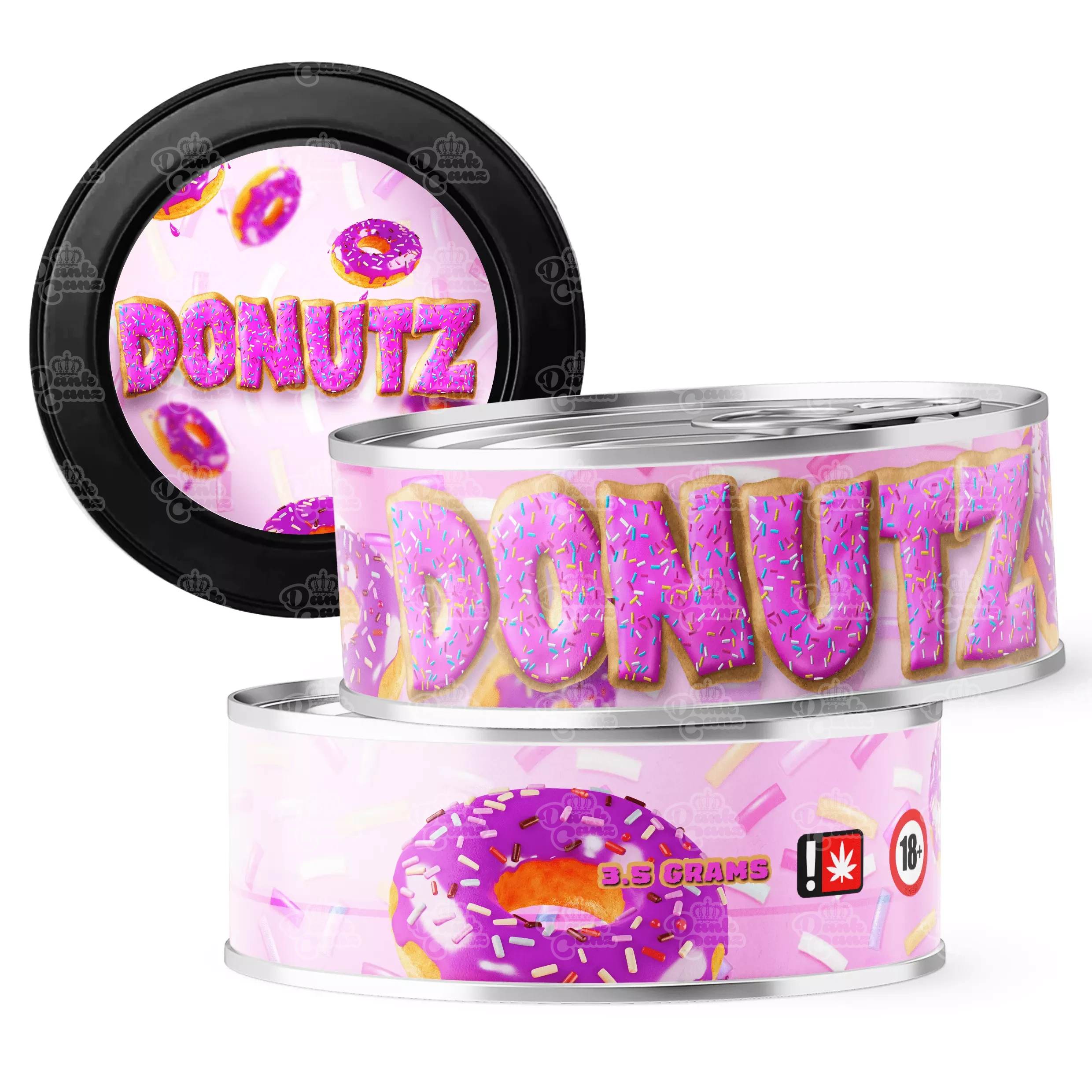 Donutz 3.5g Self Seal Tins - DC Packaging Custom Cannabis Packaging