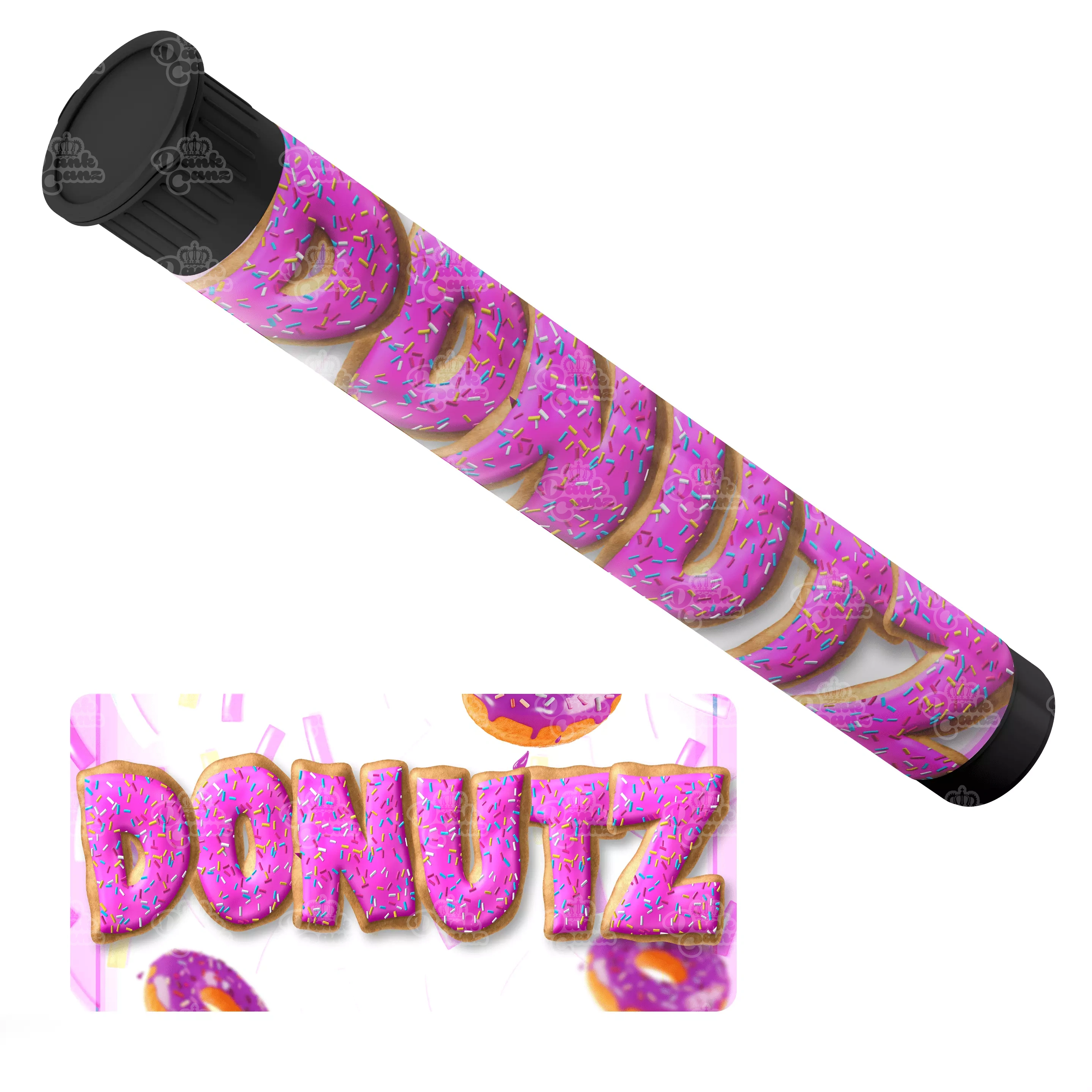 Donutz Pre Roll Tubes - Labelled - DC Packaging Custom Cannabis Packaging