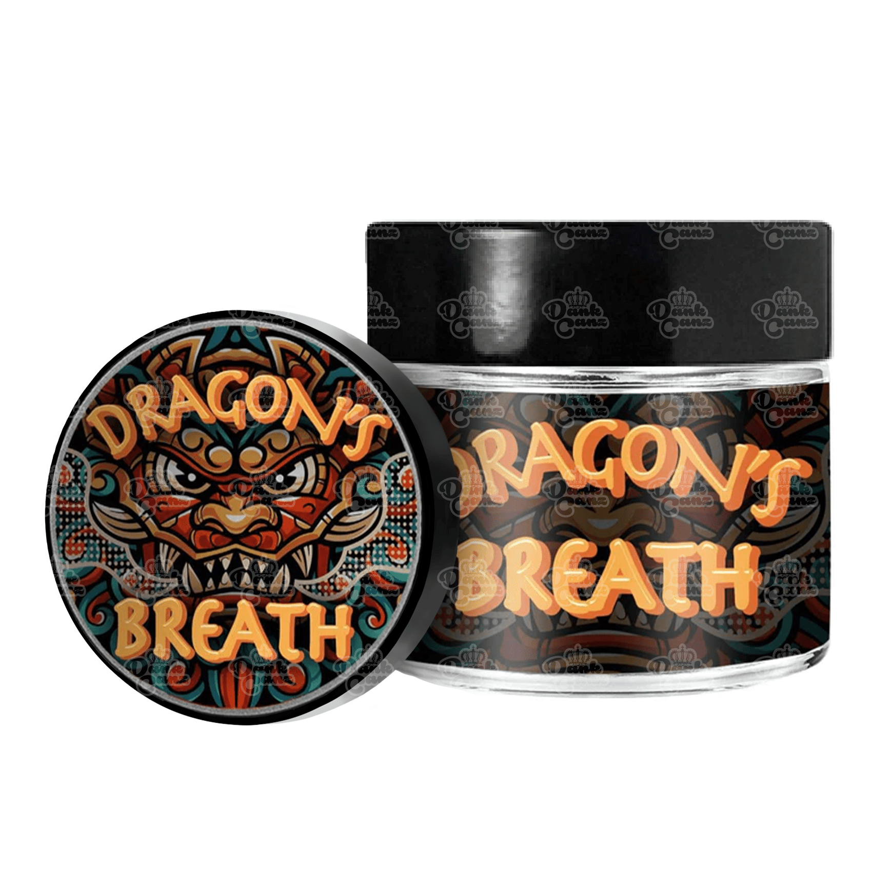 Dragons Breath 3.5g/60ml Glass Jars - Labelled - DC Packaging Custom Cannabis Packaging