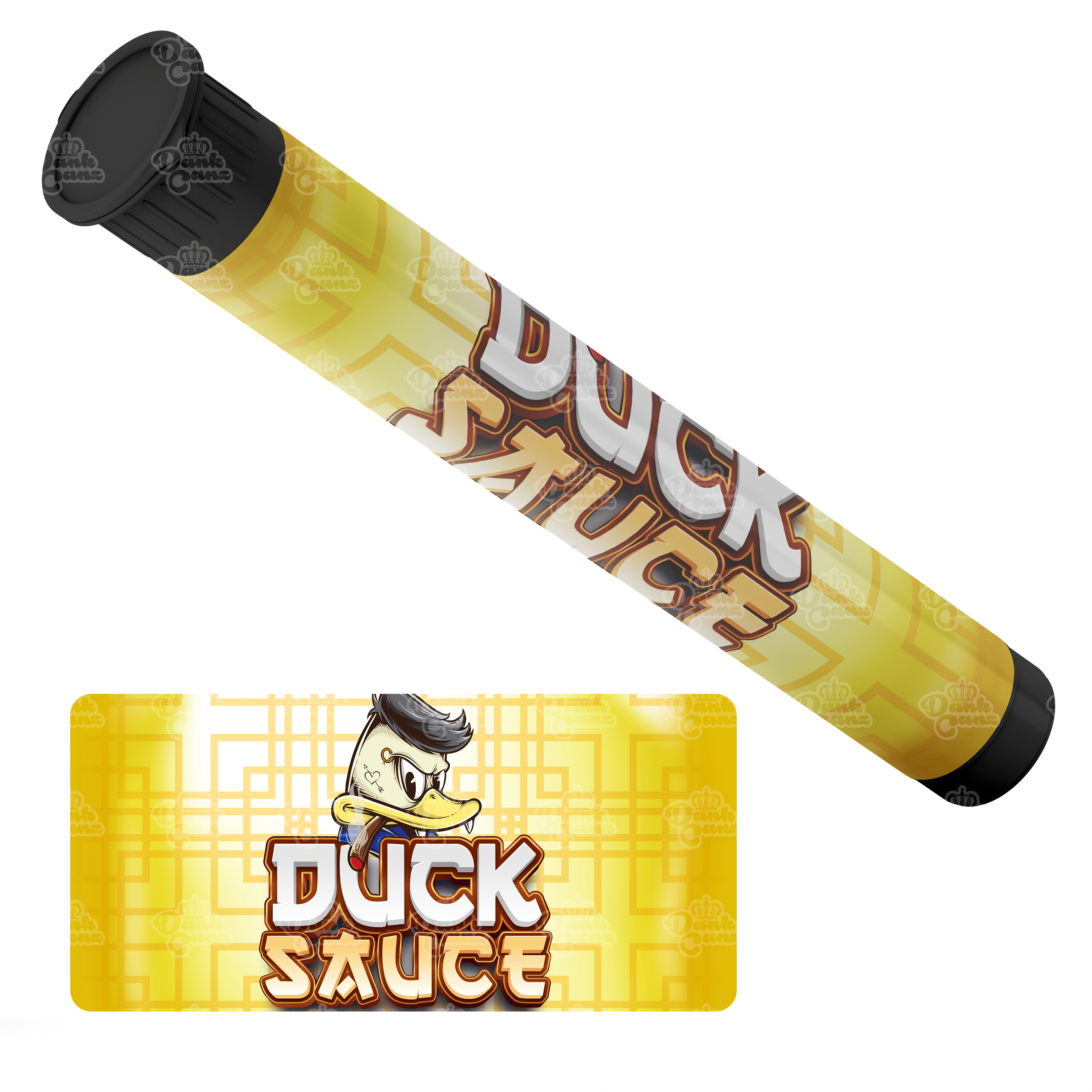 Duck Sauce Pre Roll Tubes - Labelled - DC Packaging Custom Cannabis Packaging