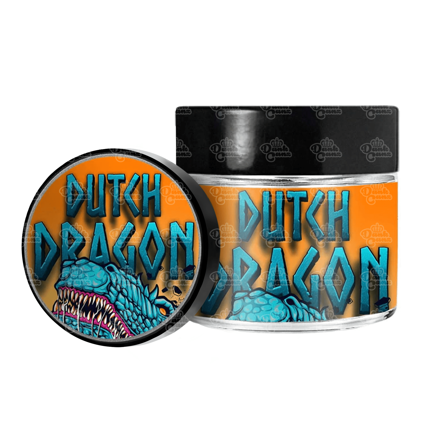 Dutch Dragon 3.5g/60ml Glass Jars - Labelled - DC Packaging Custom Cannabis Packaging
