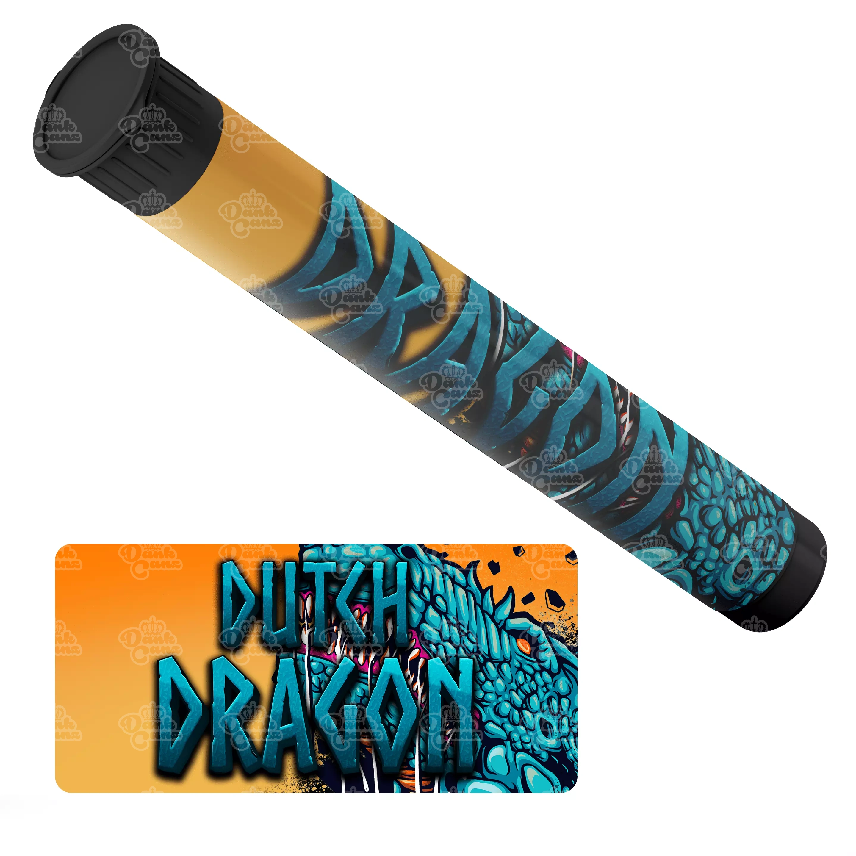 Dutch Dragon Pre Roll Tubes - Labelled - DC Packaging Custom Cannabis Packaging