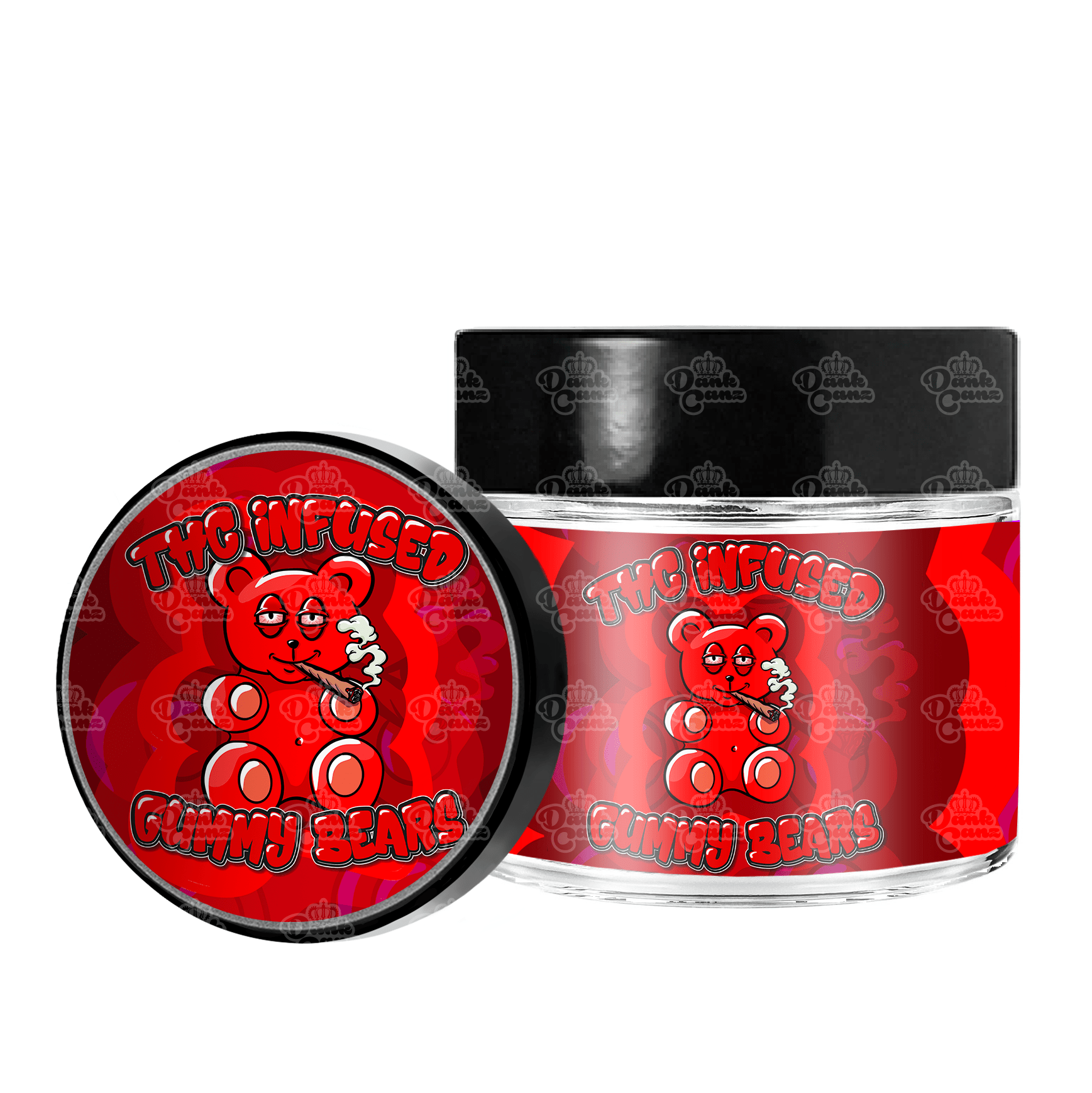Edibles Gummy Bears 3.5g/60ml Glass Jars - Labelled - DC Packaging Custom Cannabis Packaging