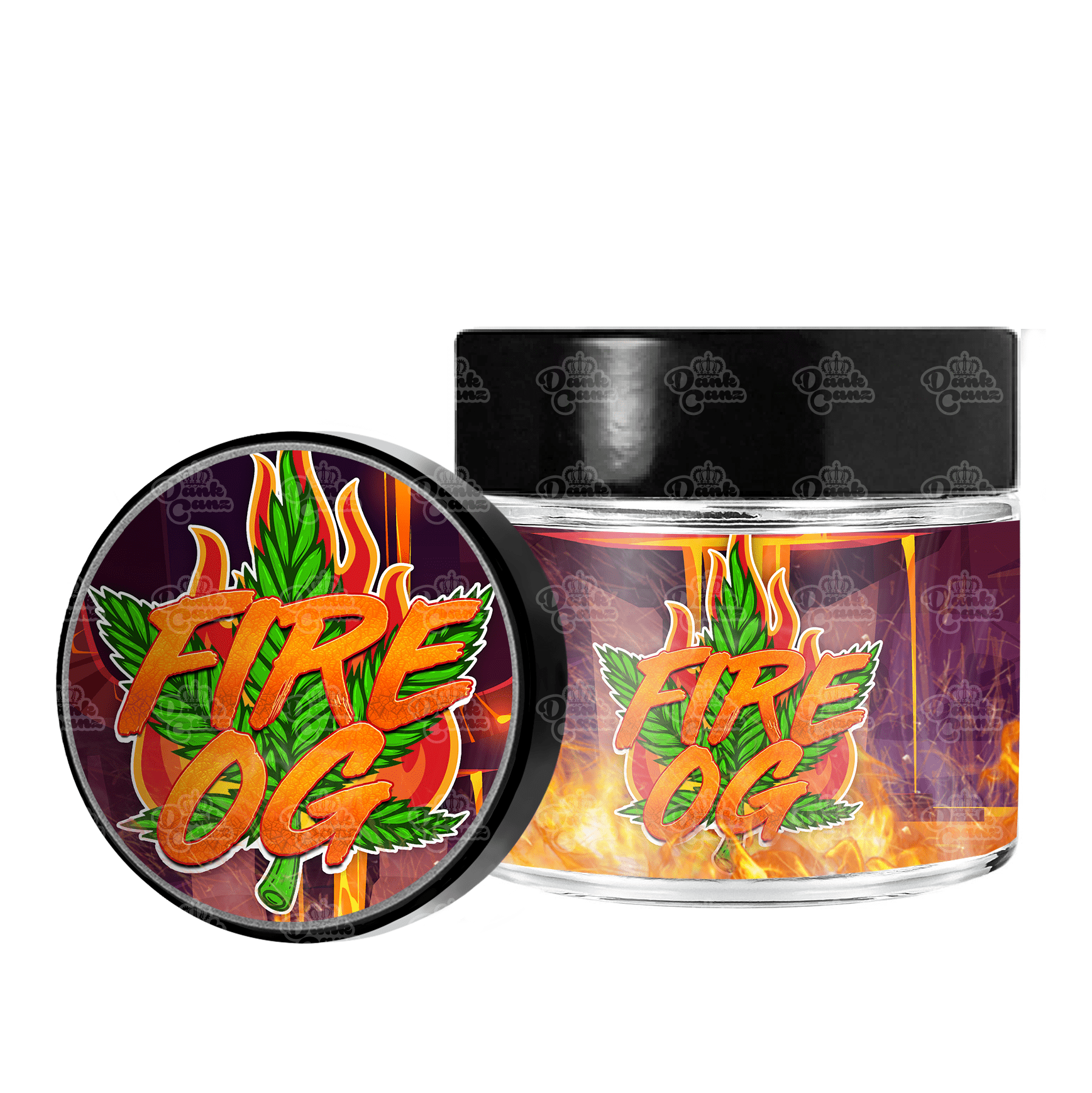 Fire OG 3.5g/60ml Glass Jars - Labelled - DC Packaging Custom Cannabis Packaging