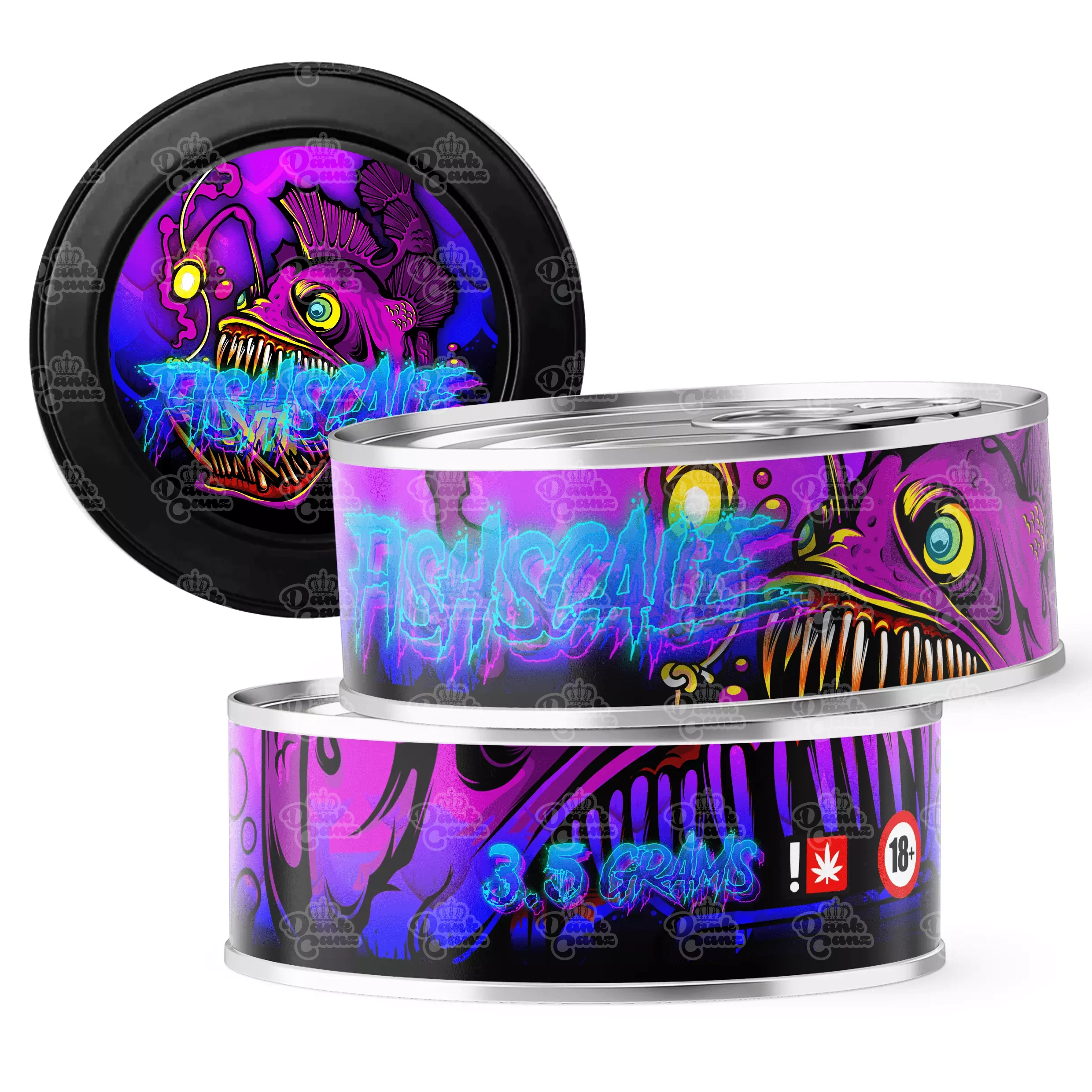Fish Scale 3.5g Self Seal Tins - DC Packaging Custom Cannabis Packaging