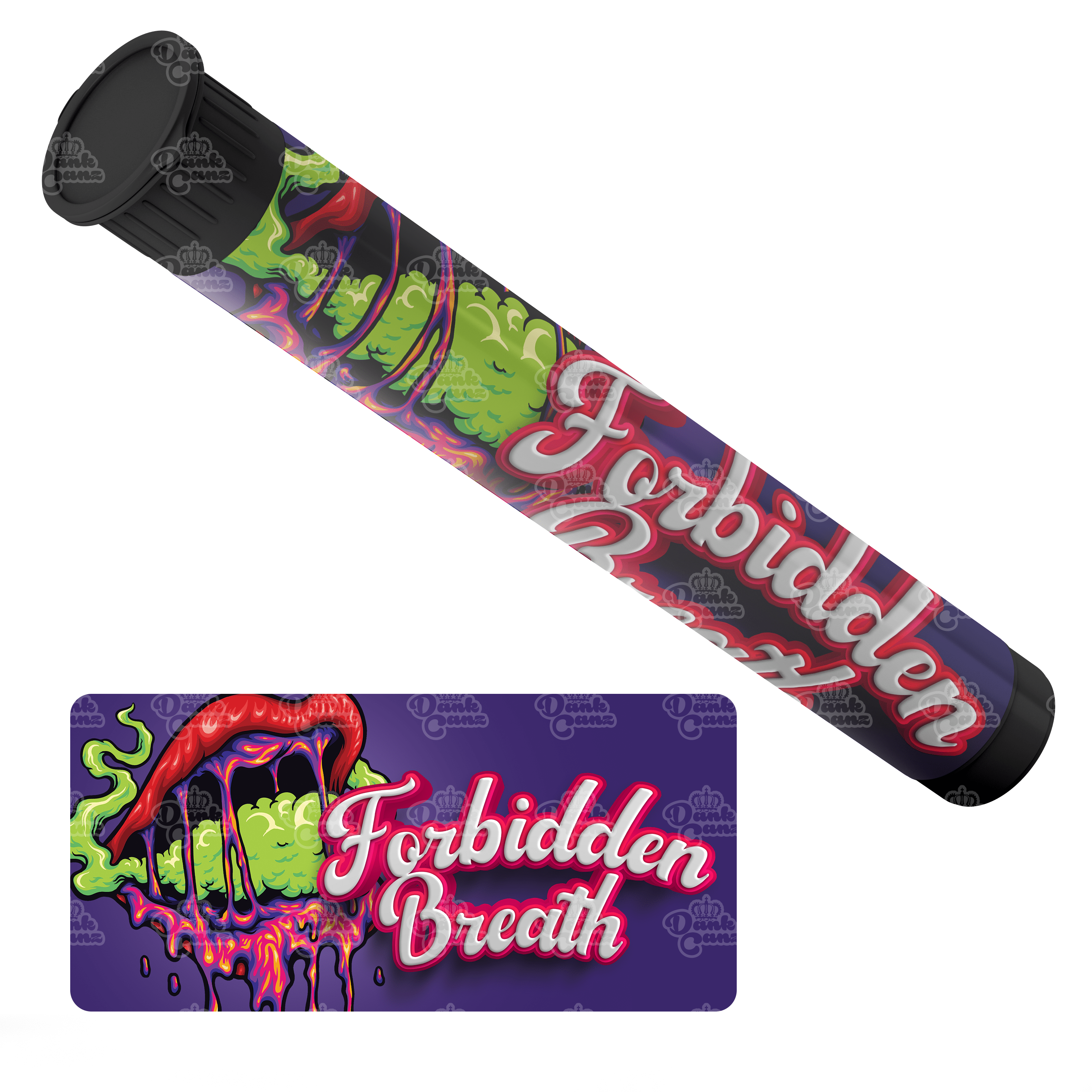Forbidden Breath Pre Roll Tubes - Labelled - DC Packaging Custom Cannabis Packaging