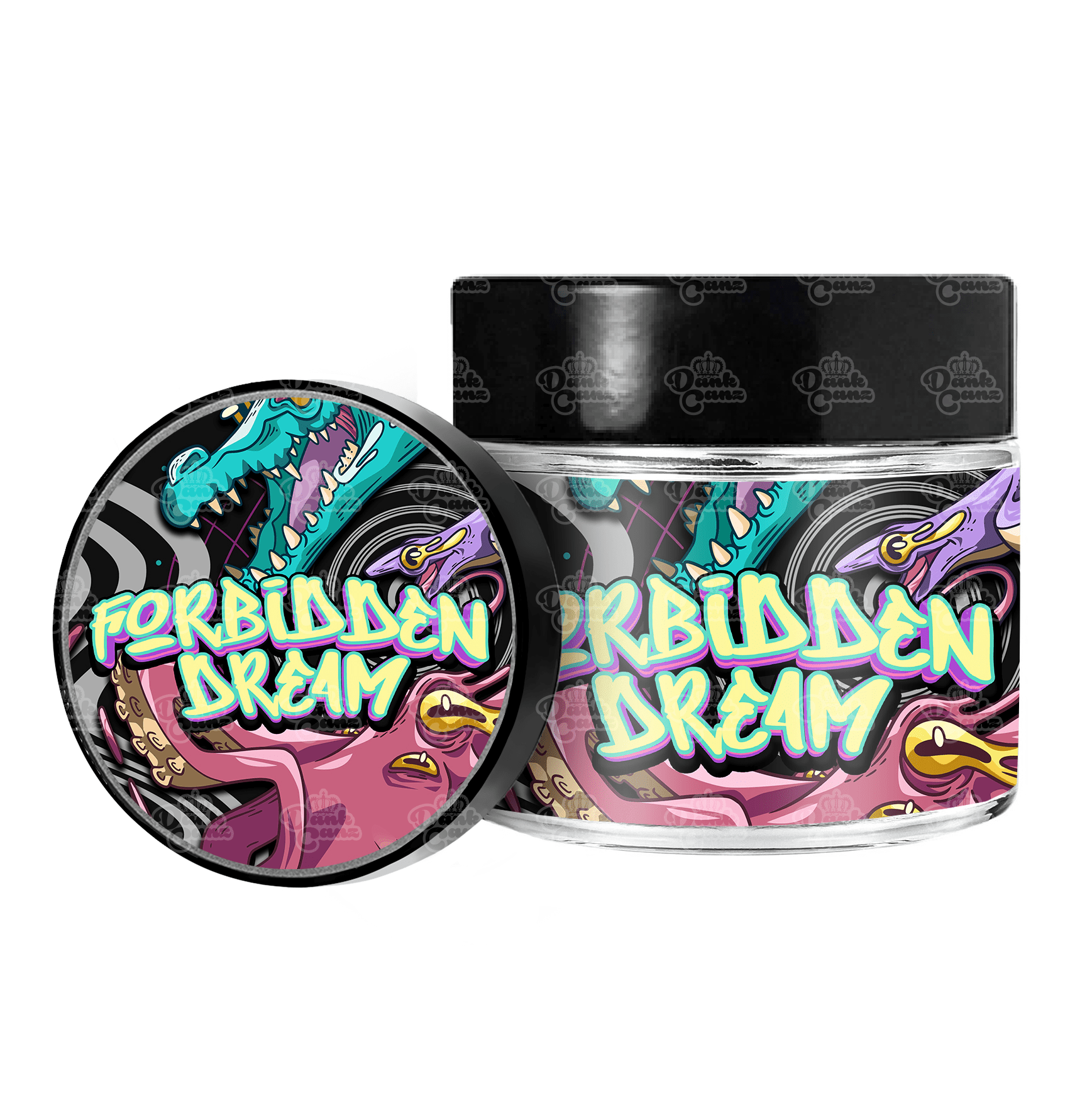 Forbidden Dream 3.5g/60ml Glass Jars - Labelled - DC Packaging Custom Cannabis Packaging